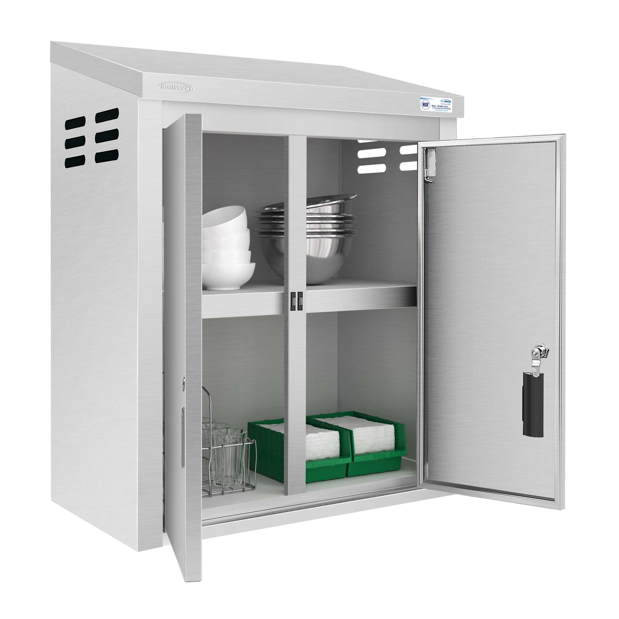 24 in. Kitchen Wall Cabinet with Hinged Doors and 2 shelves in Stainless-Steel