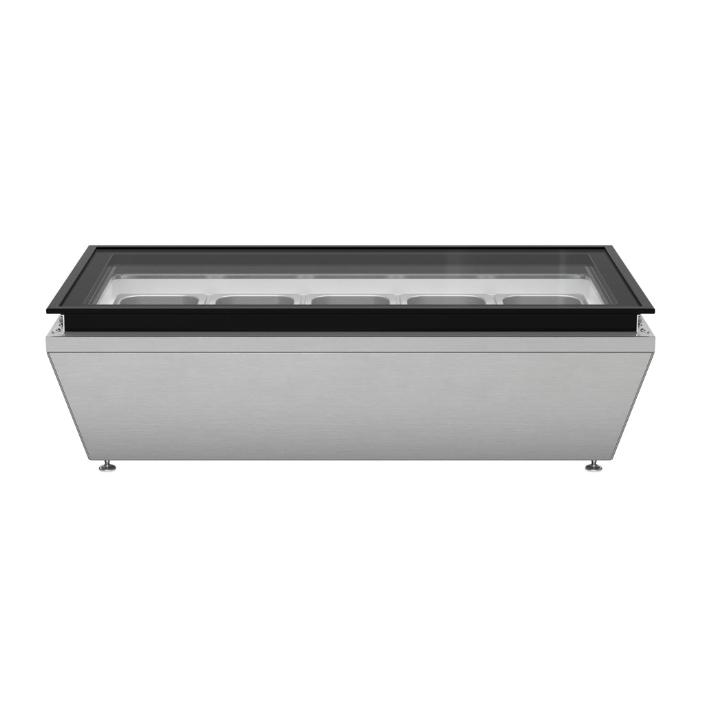 39 in. 5-Pan Countertop Ice Cream Display Freezer with Glass Top in Stainless-Steel