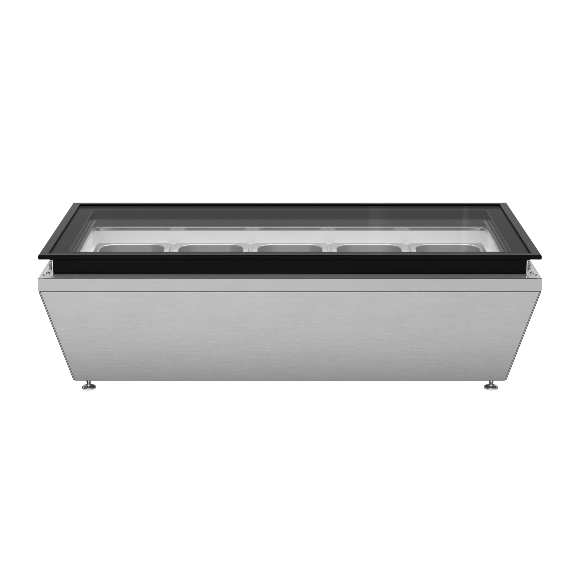 39 in. 5-Pan Countertop Ice Cream Display Freezer with Glass Top in Stainless-Steel