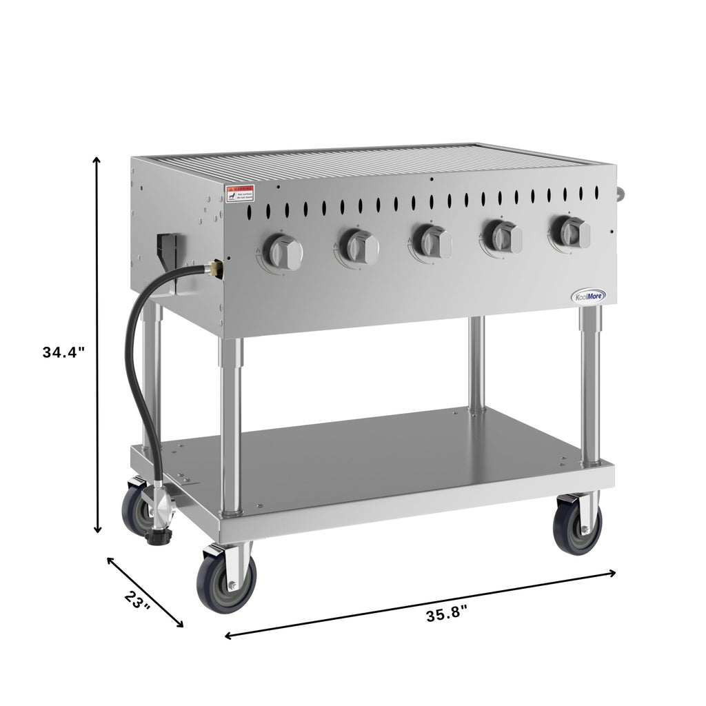 36 in. Commercial Mobile Outdoor Grill in Stainless Steel