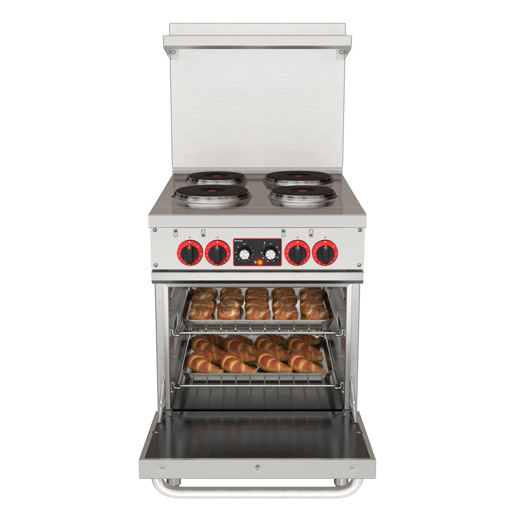 24 in. Commercial Electric Range with 4 Burners and 1 Standard Electric Oven in Stainless Steel - 208V 3-Phase
