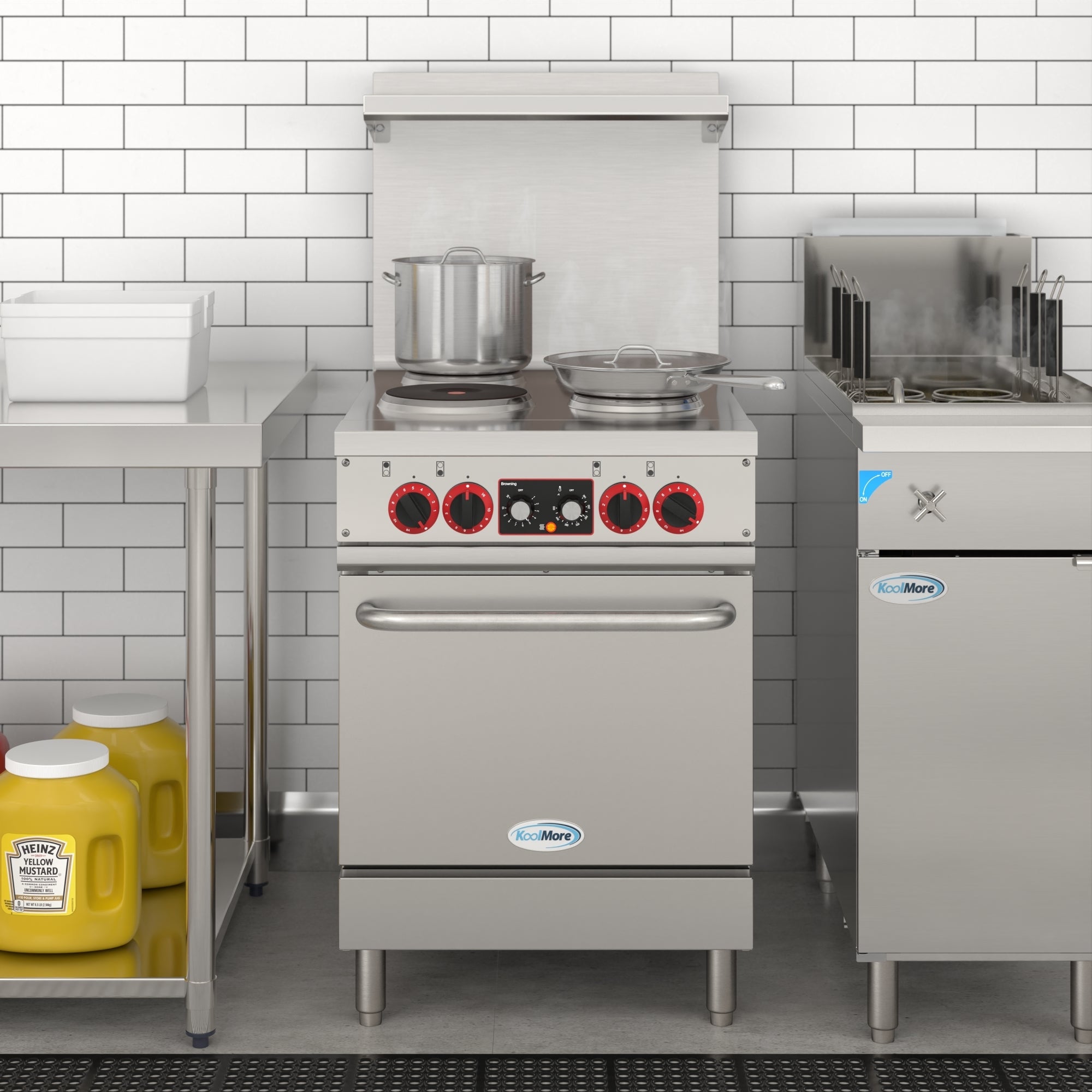 24 in. Commercial Electric Range with 4 Burners and 1 Standard Electric Oven in Stainless Steel - 208V 3-Phase