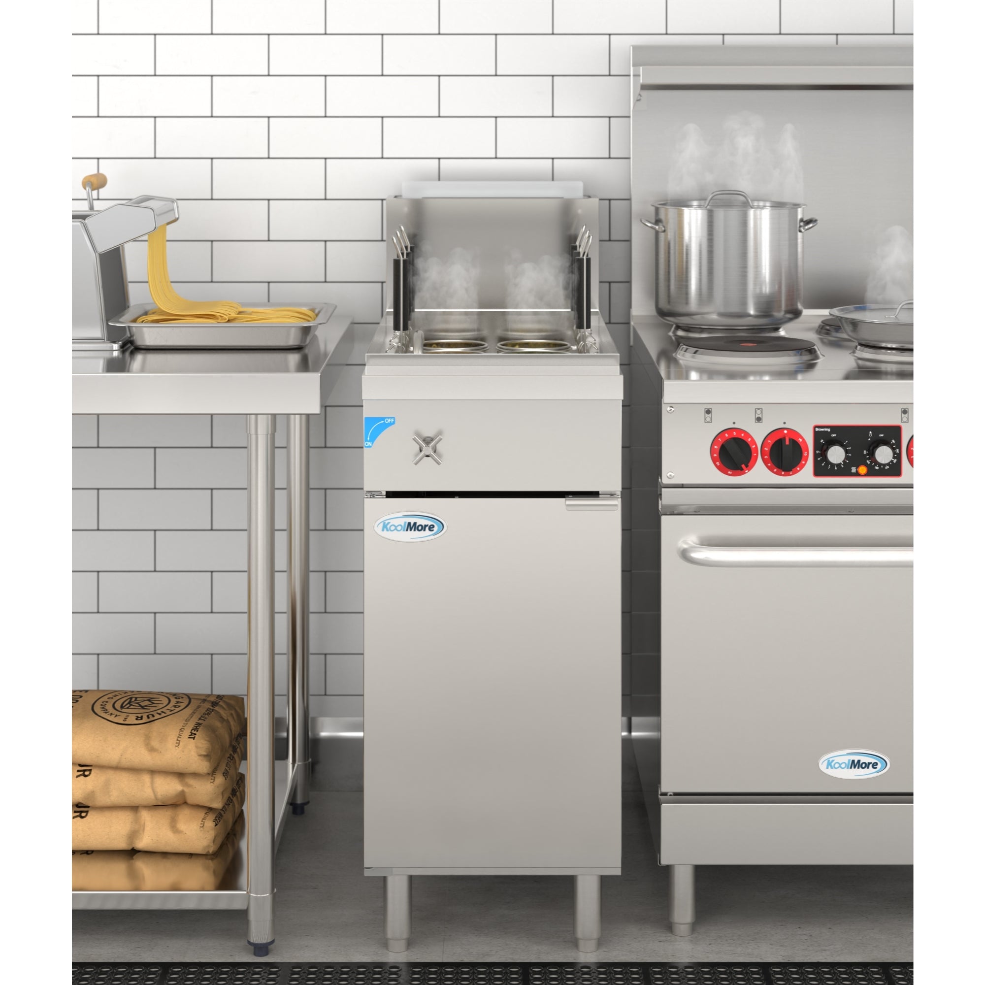 11-Gallon Natural Gas Pasta Cooker with 6 Baskets, 70,000 BTU in Stainless-Steel