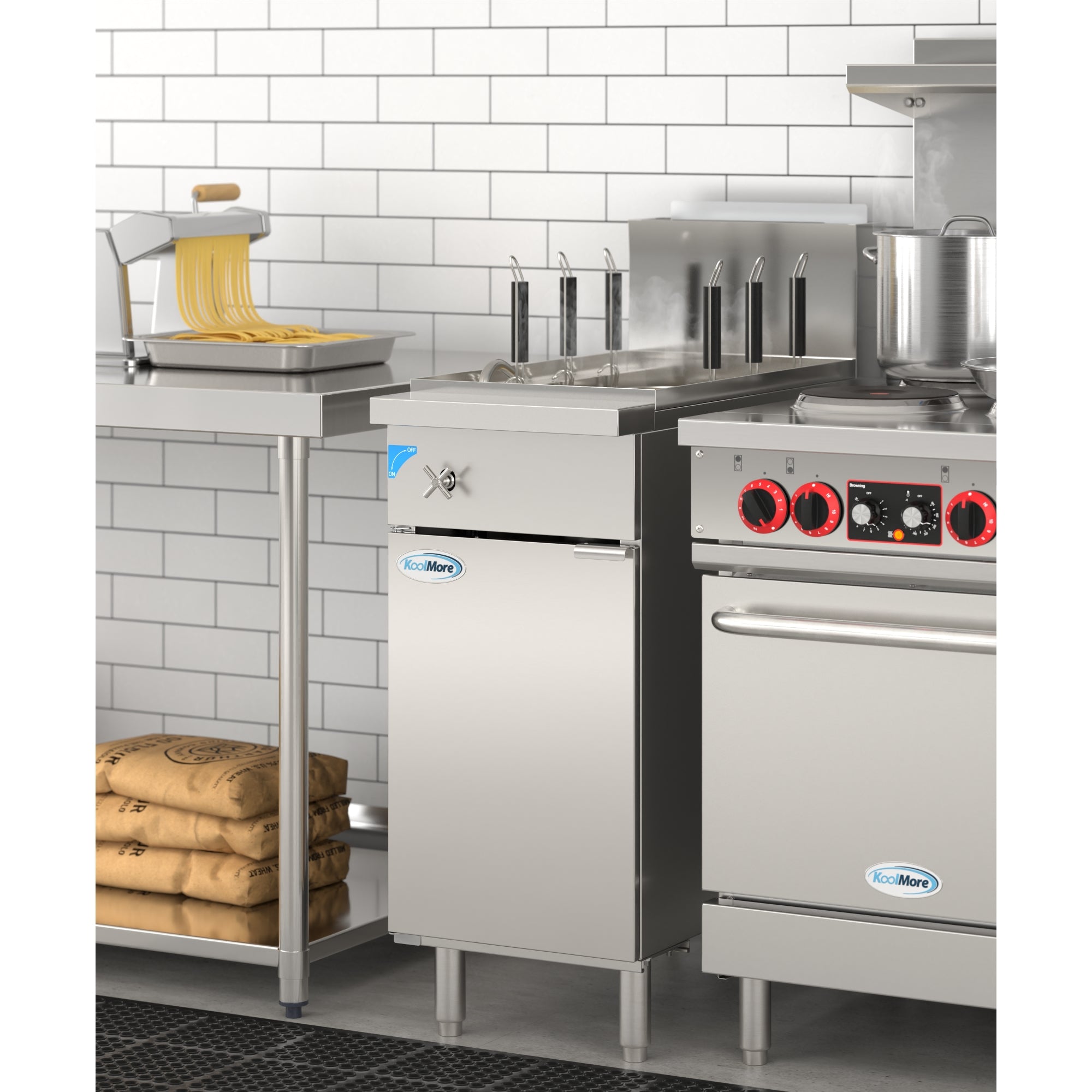 11-Gallon Natural Gas Pasta Cooker with 6 Baskets, 70,000 BTU in Stainless-Steel