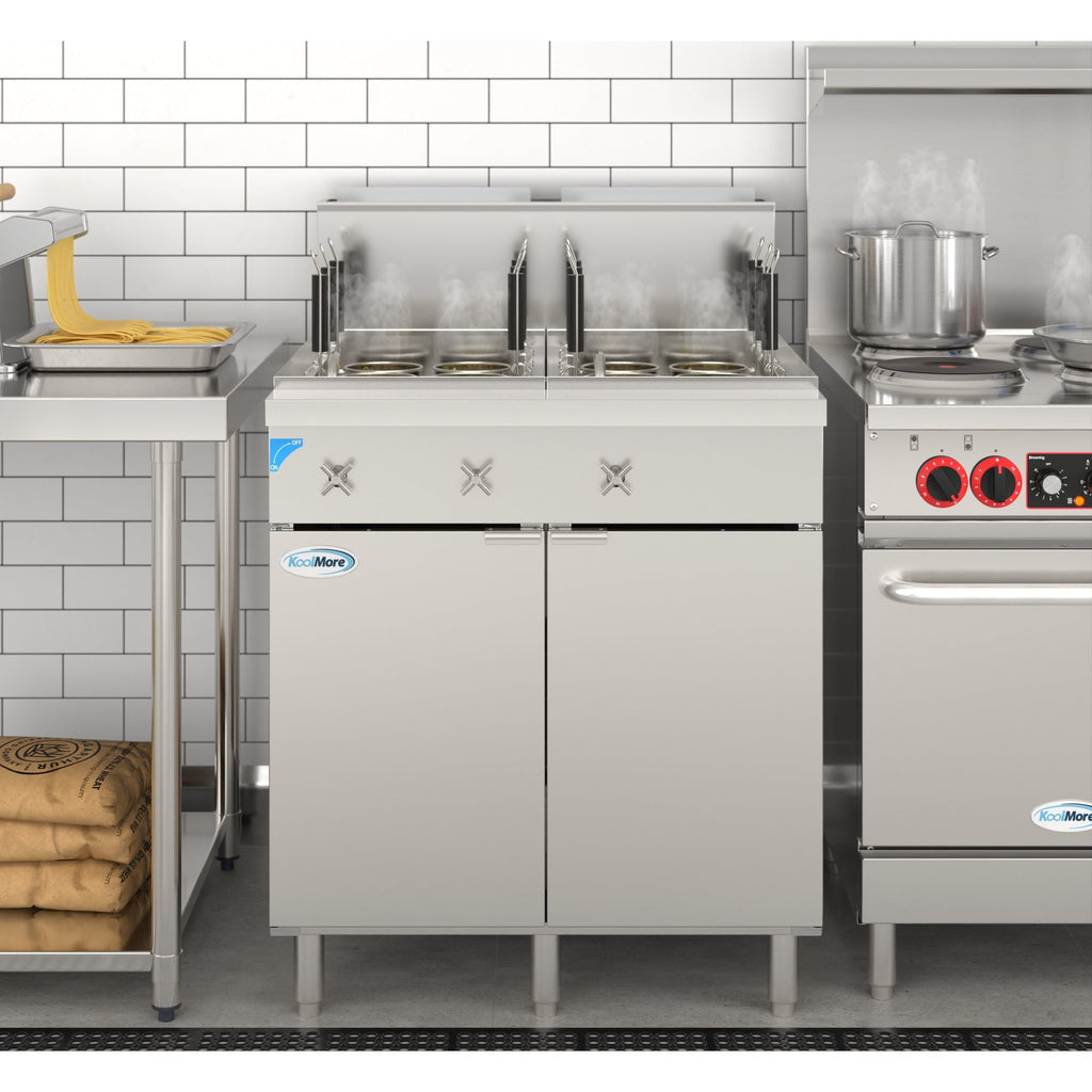 22-Gallon Natural Gas Pasta Cooker with 12 Baskets and 140,000 BTU in Stainless-Steel