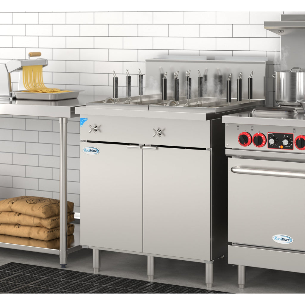 22-Gallon Natural Gas Pasta Cooker with 12 Baskets and 140,000 BTU in Stainless-Steel
