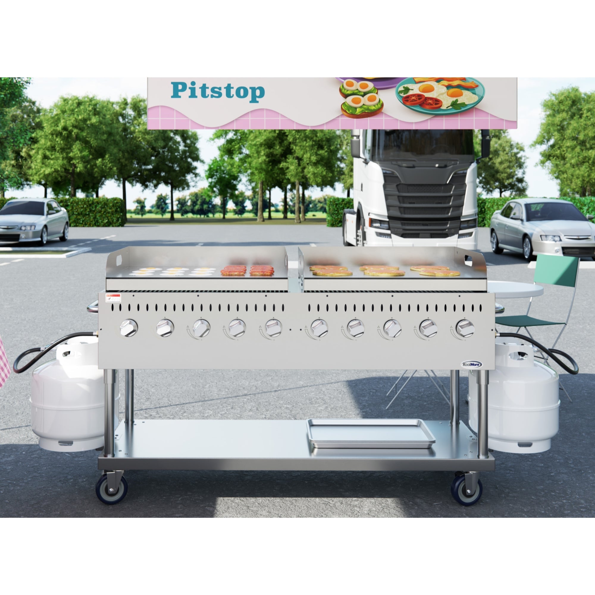 72 in. 10-Burner Commercial Outdoor Propane Gas Grill with Two 36 in. Griddles in Stainless-Steel, ETL Listed