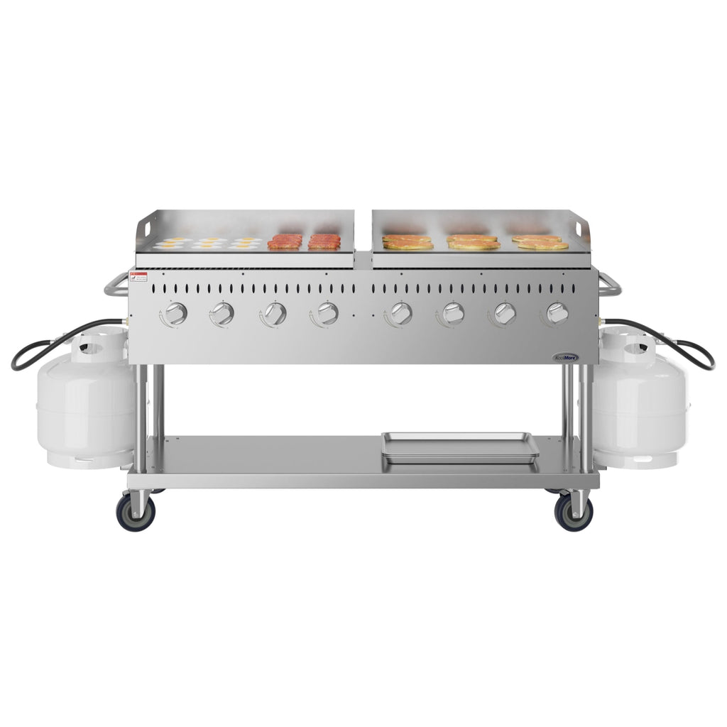 60 in. 8-Burner Commercial Outdoor Propane Gas Grill with Two 30 in. Griddles in Stainless-Steel, ETL Listed