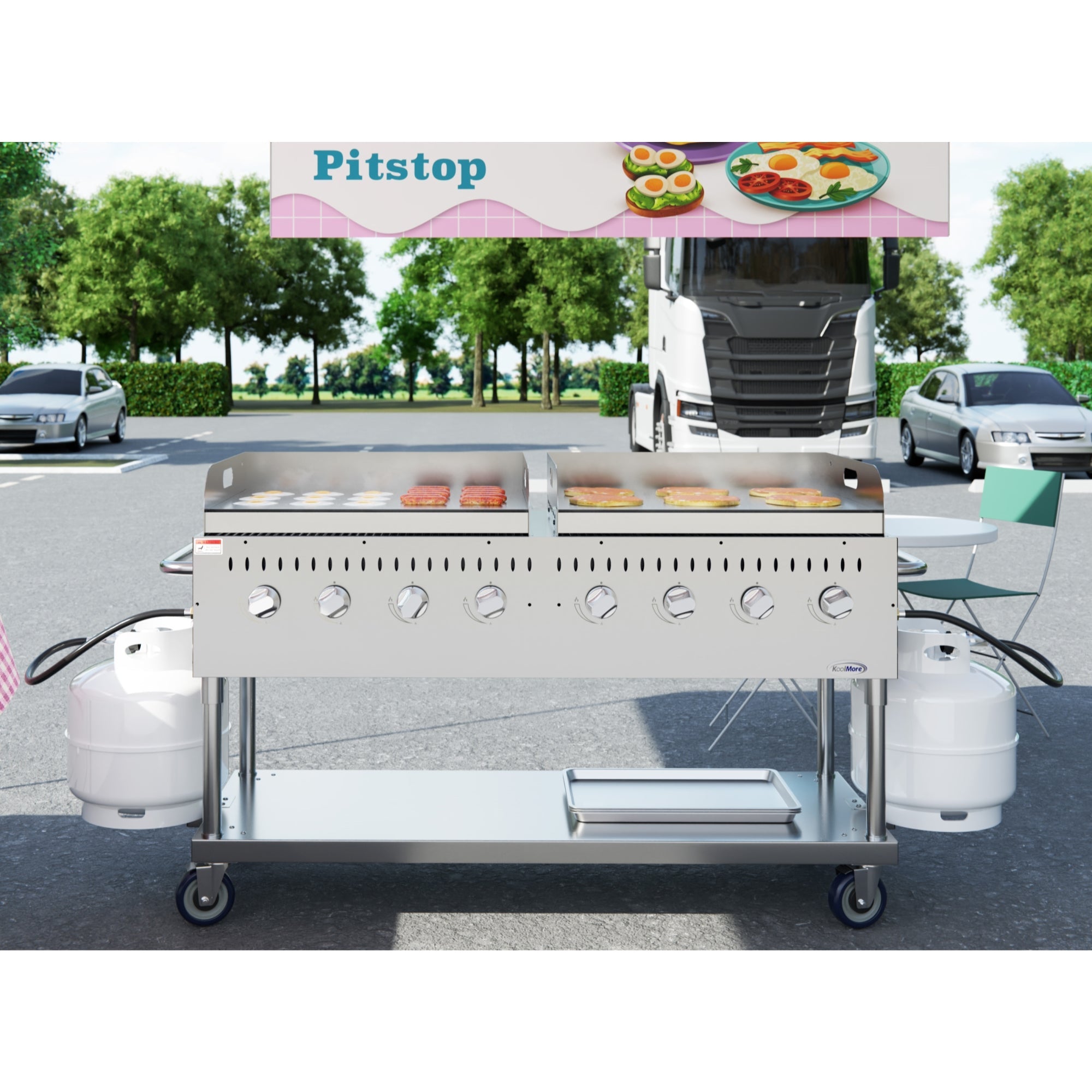 60 in. 8-Burner Commercial Outdoor Propane Gas Grill with Two 30 in. Griddles in Stainless-Steel, ETL Listed