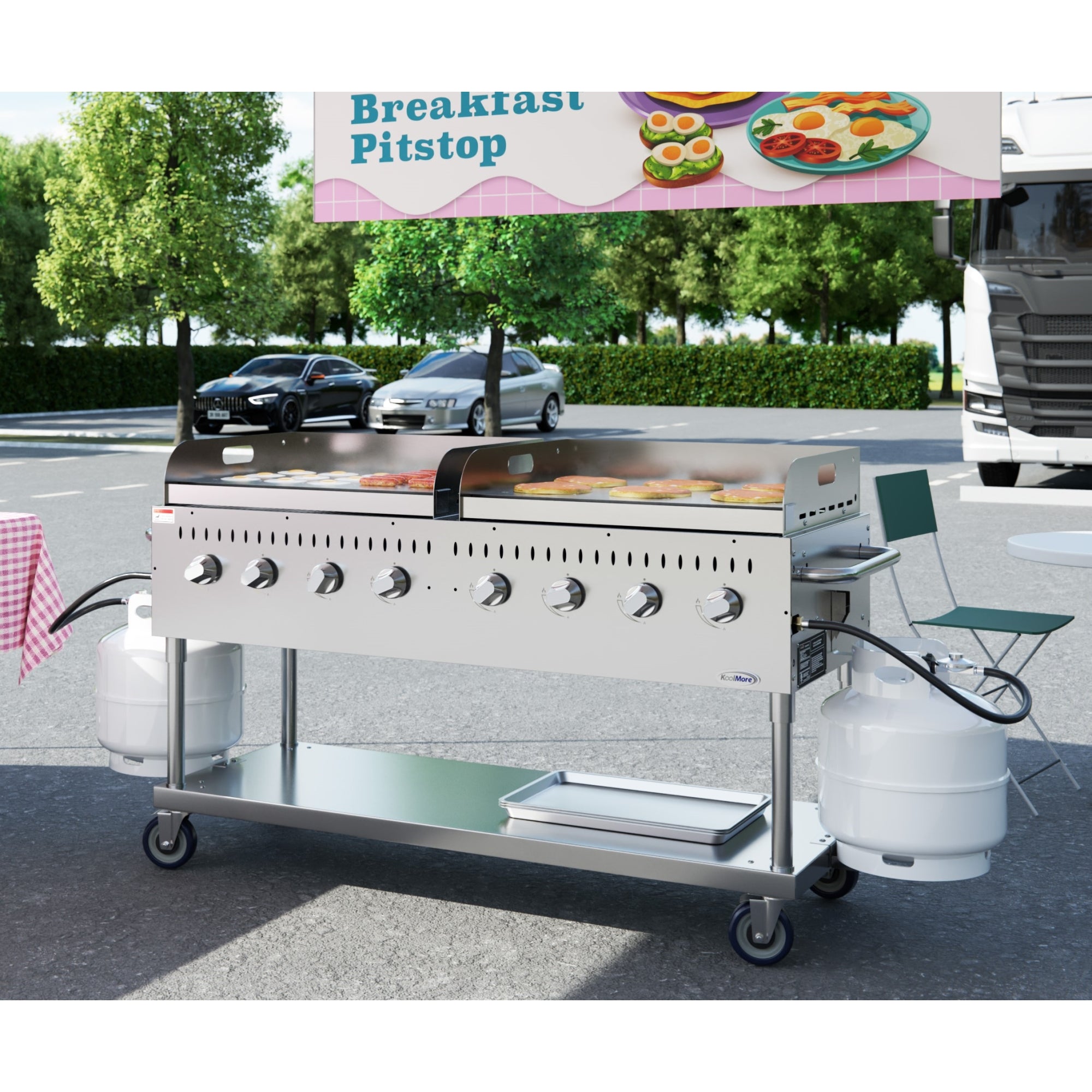 60 in. 8-Burner Commercial Outdoor Propane Gas Grill with Two 30 in. Griddles in Stainless-Steel, ETL Listed