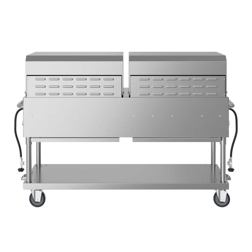 72 in. 10-Burner Commercial Outdoor Propane Gas Grill with Two 36 in. Roll Dome Covers in Stainless-Steel, ETL Listed