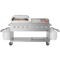 60 in. 8-Burner Commercial Outdoor Propane Gas Grill with 30 in. Griddle and 30 in. Pizza Oven in Stainless-Steel, ETL Listed