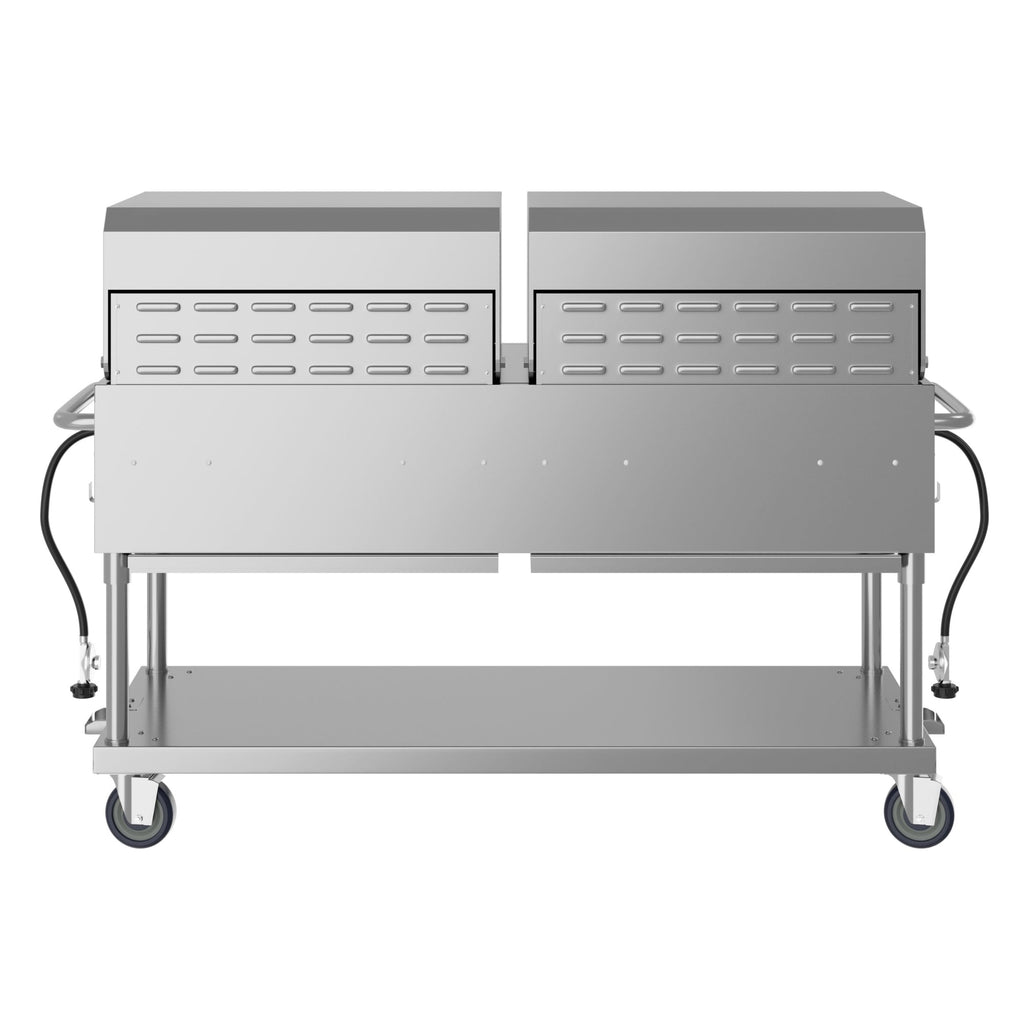 60 in. 8-Burner Commercial Outdoor Propane Gas Grill with 2 Roll Dome Covers in Stainless-Steel, ETL Listed