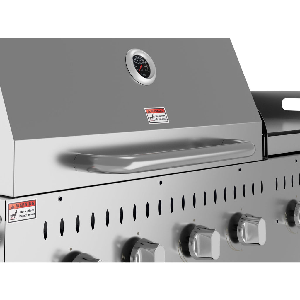 60 in. 8-Burner Commercial Outdoor Propane Gas Grill with 30 in. Roll Dome Cover and 30 in. Griddle in Stainless-Steel, ETL Listed