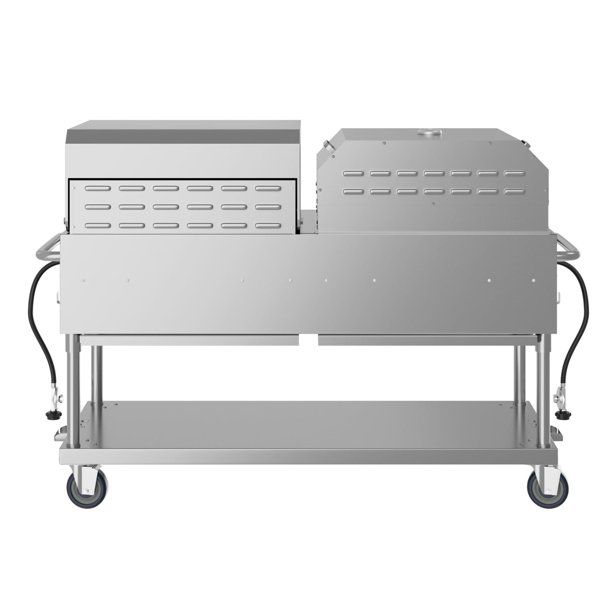 60 in. 8-Burner Commercial Outdoor Propane Gas Grill With 30 in. Roll Dome Cover and 30 in. Pizza Oven in Stainless-Steel, ETL Listed