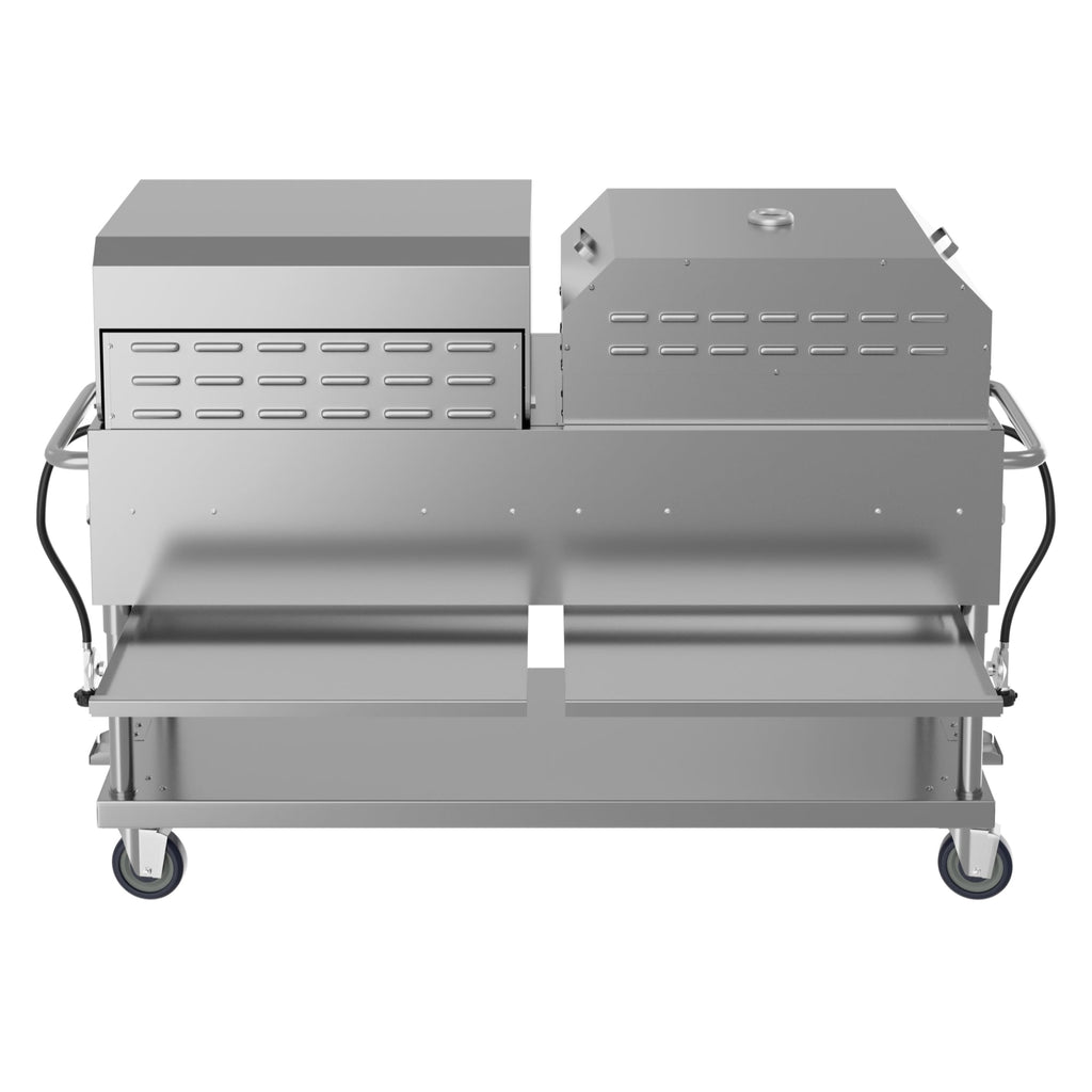60 in. 8-Burner Commercial Outdoor Propane Gas Grill With 30 in. Roll Dome Cover and 30 in. Pizza Oven in Stainless-Steel, ETL Listed