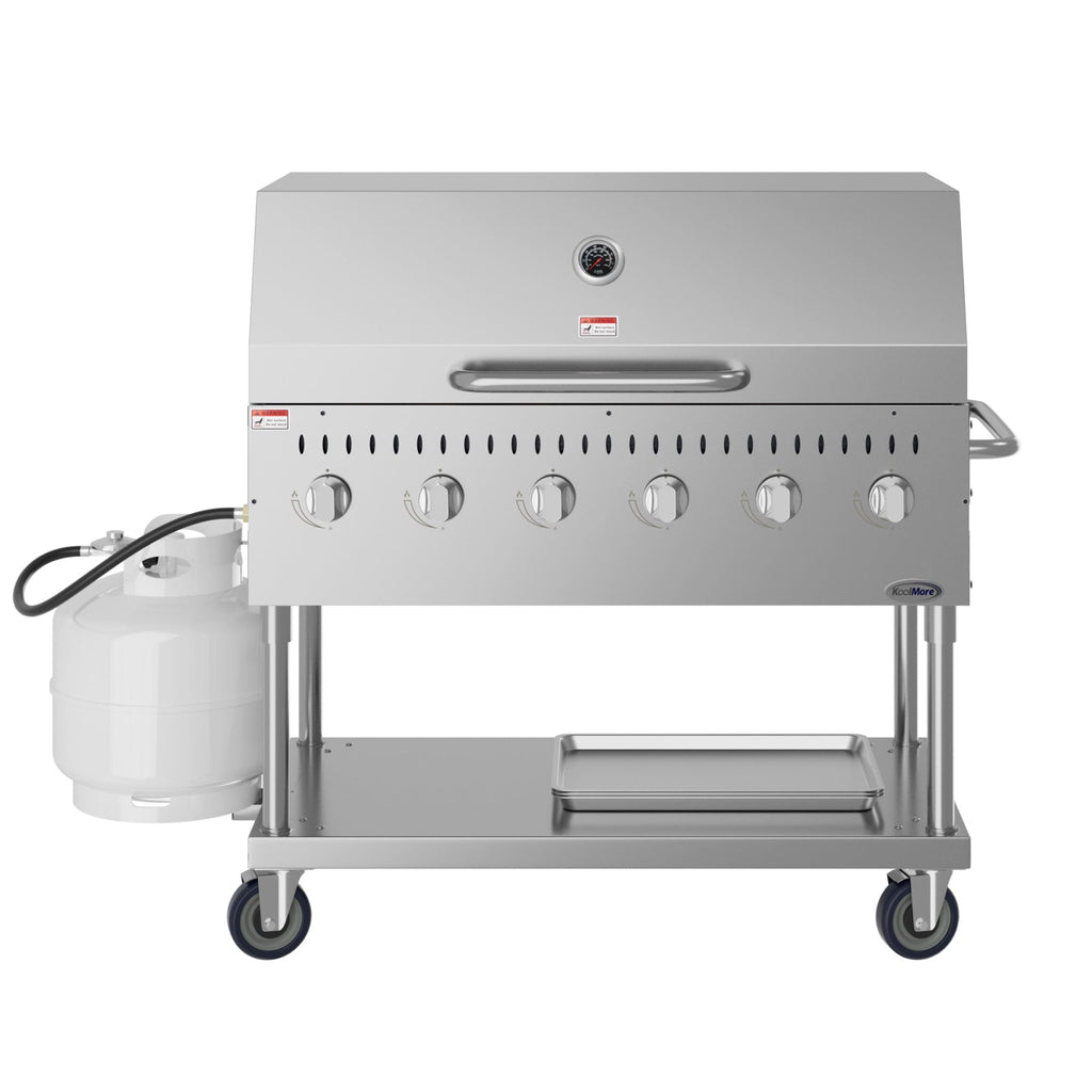 48 in. Commercial Outdoor Propane Gas Grill with Roll Dome Cover, ETL Listed in Stainless-Steel