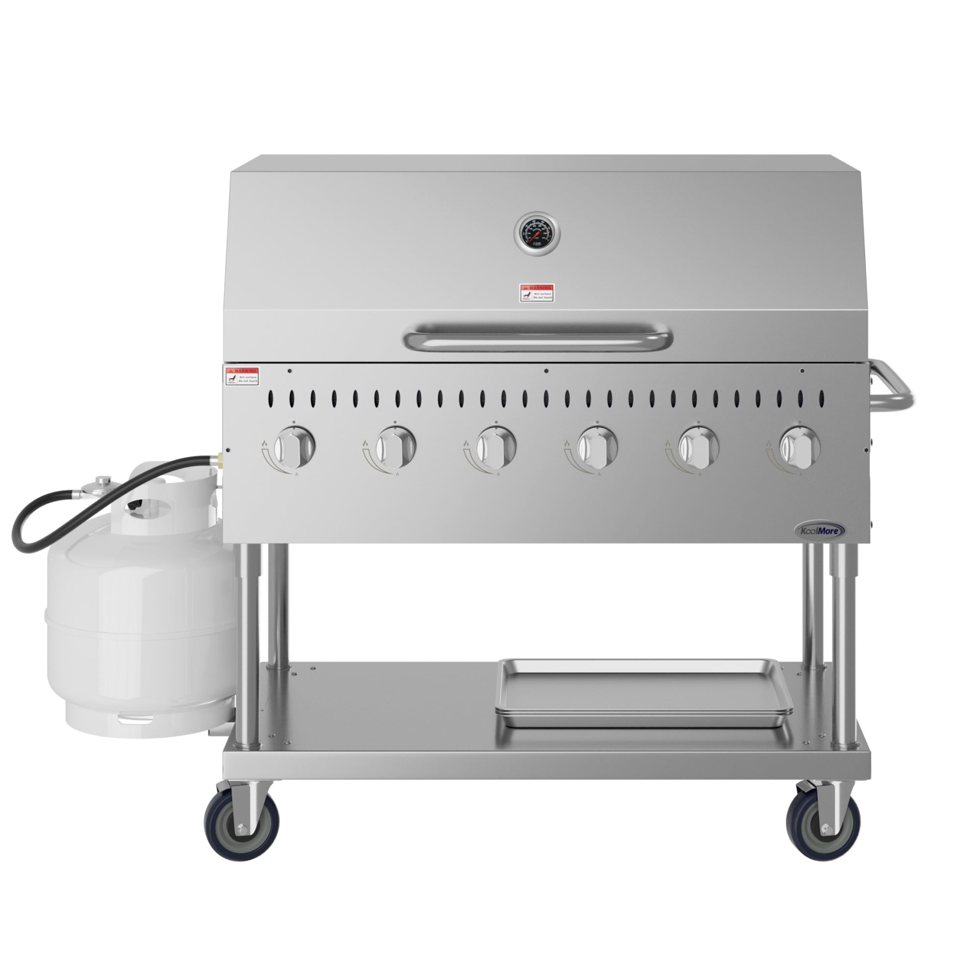 48 in. Commercial Outdoor Propane Gas Grill with Roll Dome Cover, ETL Listed in Stainless-Steel