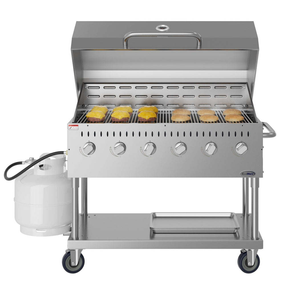 48 in. Commercial Outdoor Propane Gas Grill with Roll Dome Cover, ETL Listed in Stainless-Steel
