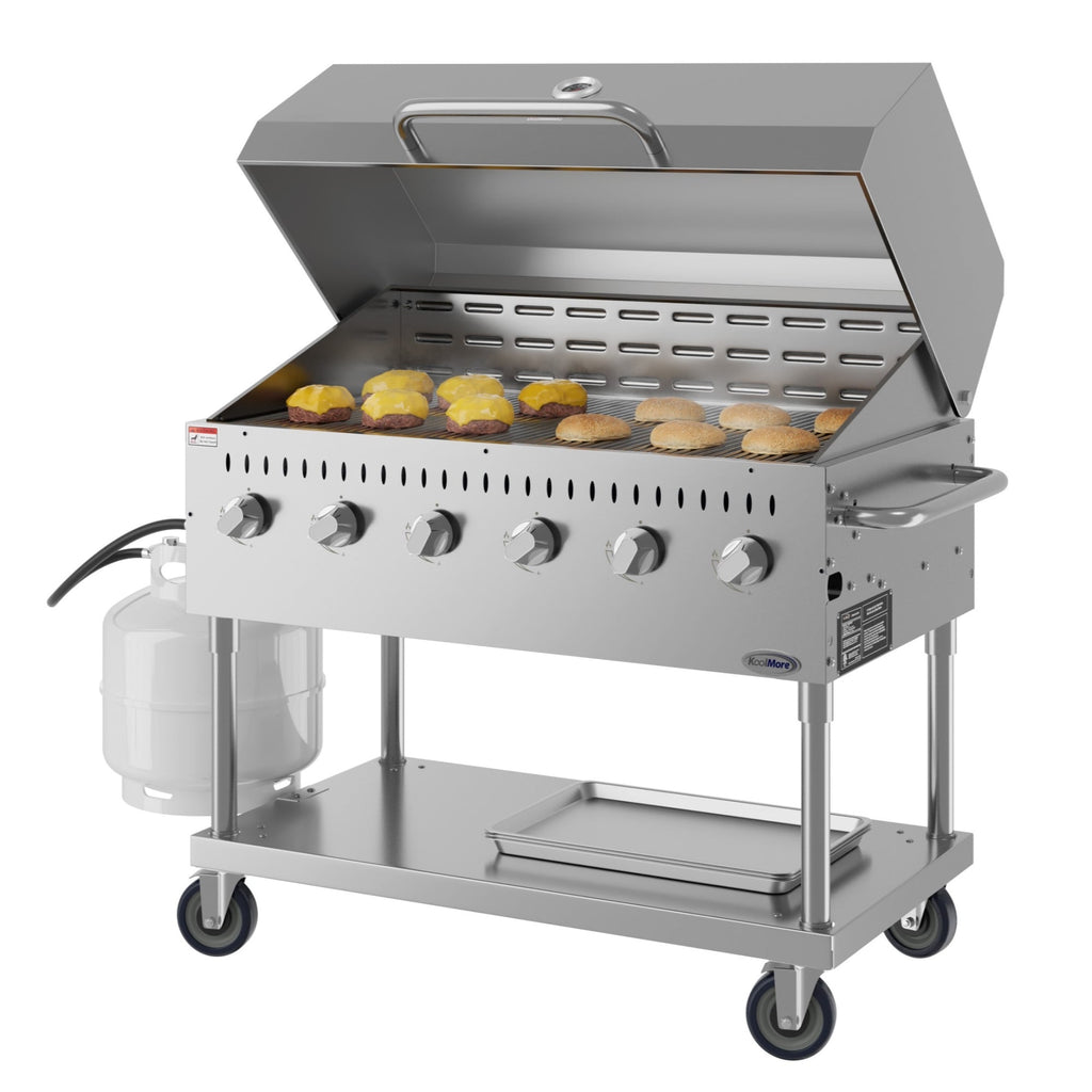 48 in. Commercial Outdoor Propane Gas Grill with Roll Dome Cover, ETL Listed in Stainless-Steel