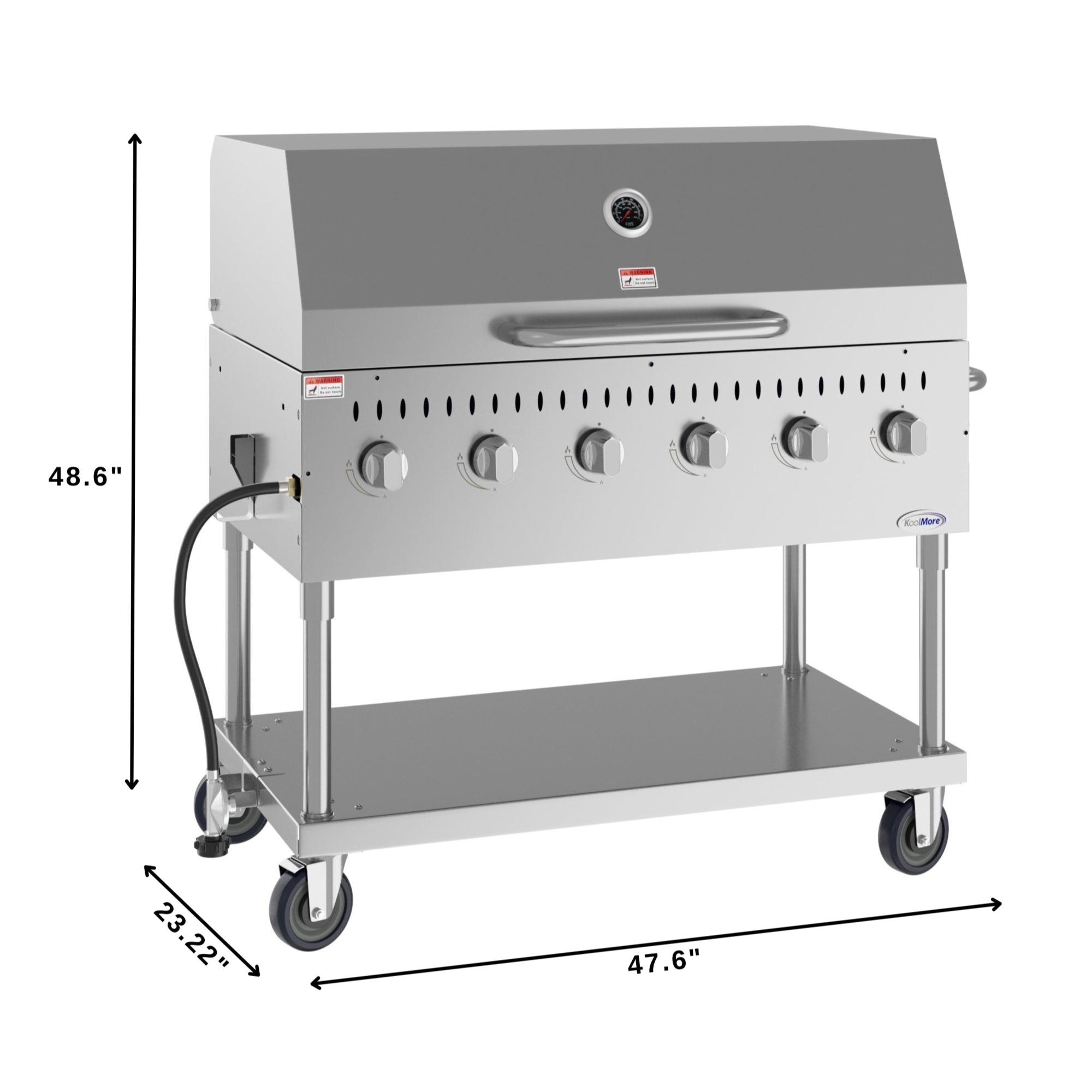 48 in. Commercial Outdoor Propane Gas Grill with Roll Dome Cover, ETL Listed in Stainless-Steel
