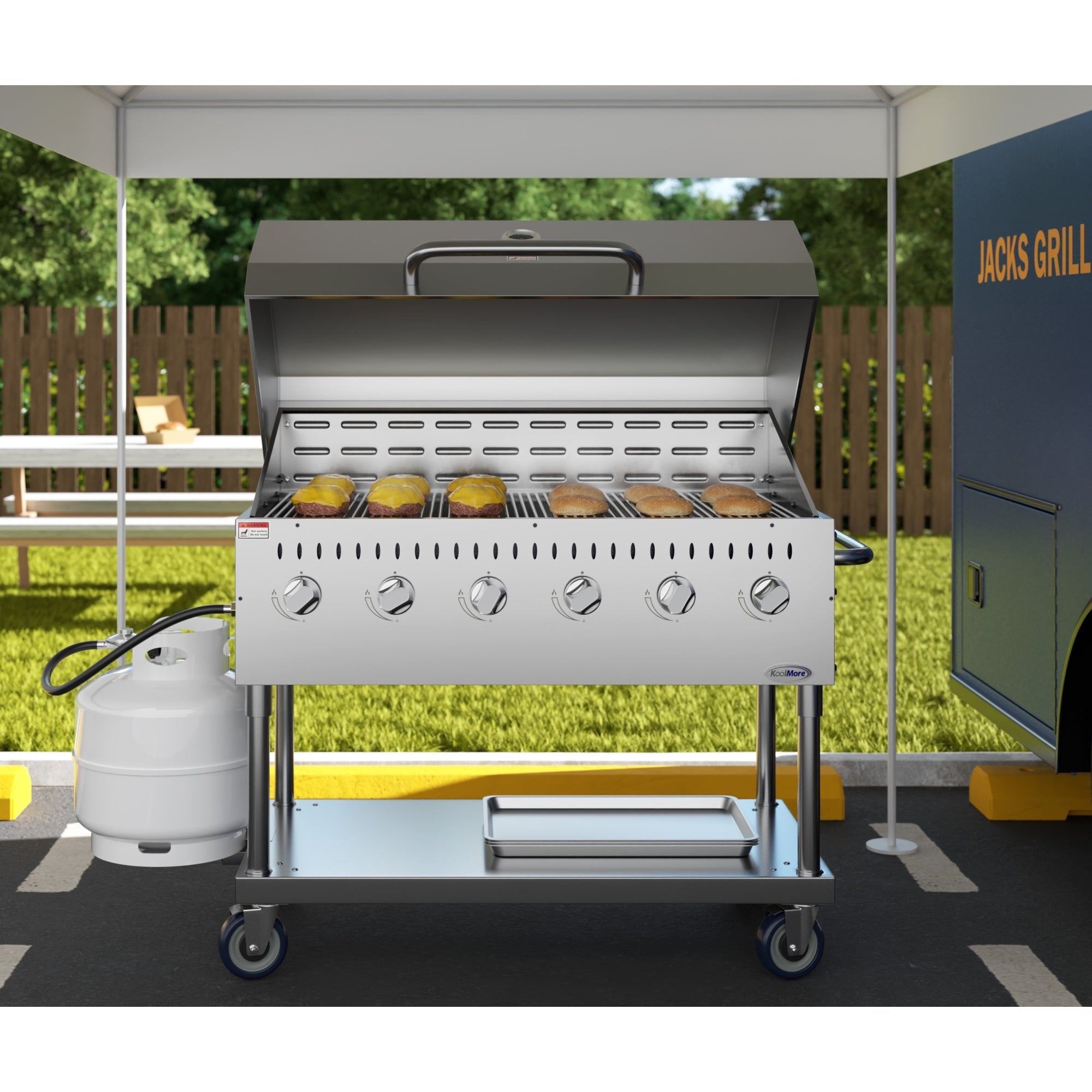48 in. Commercial Outdoor Propane Gas Grill with Roll Dome Cover, ETL Listed in Stainless-Steel
