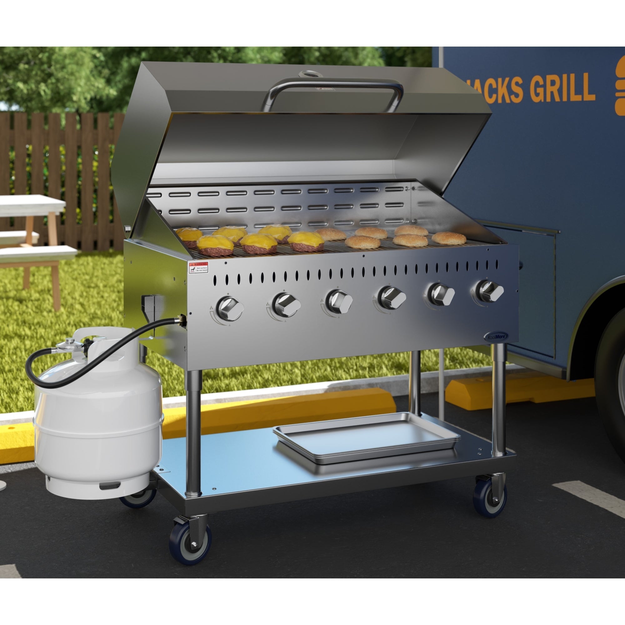 48 in. Commercial Outdoor Propane Gas Grill with Roll Dome Cover, ETL Listed in Stainless-Steel