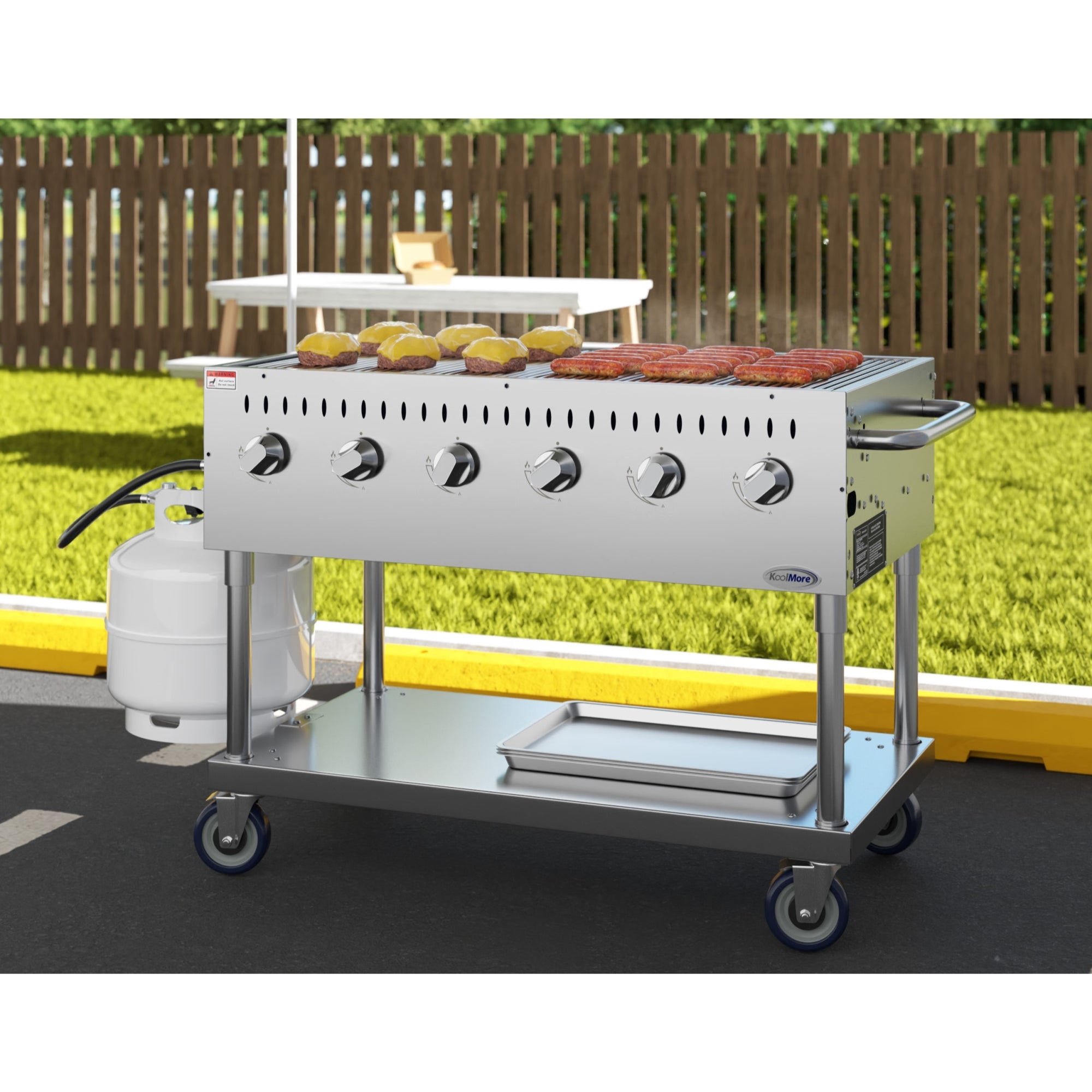 48 in. Commercial Mobile Outdoor Grill Stainless Steel, ETL Listed in Stainless-Steel