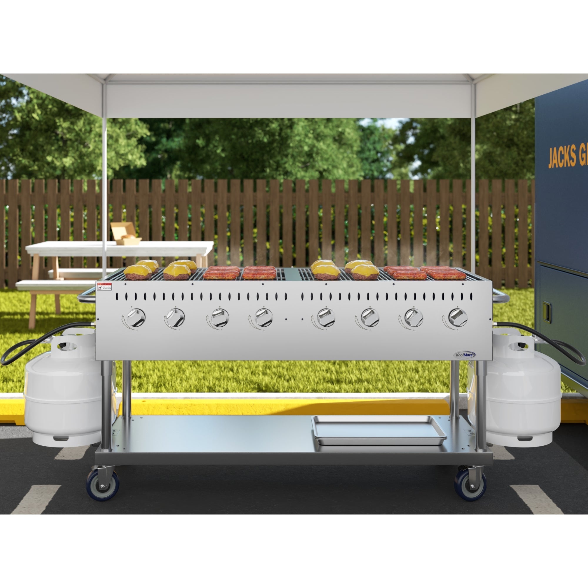 60 in. Commercial Mobile Outdoor Propane Gas Grill, ETL Listed in Stainless-Steel
