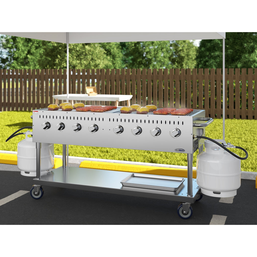 60 in. Commercial Mobile Outdoor Propane Gas Grill, ETL Listed in Stainless-Steel