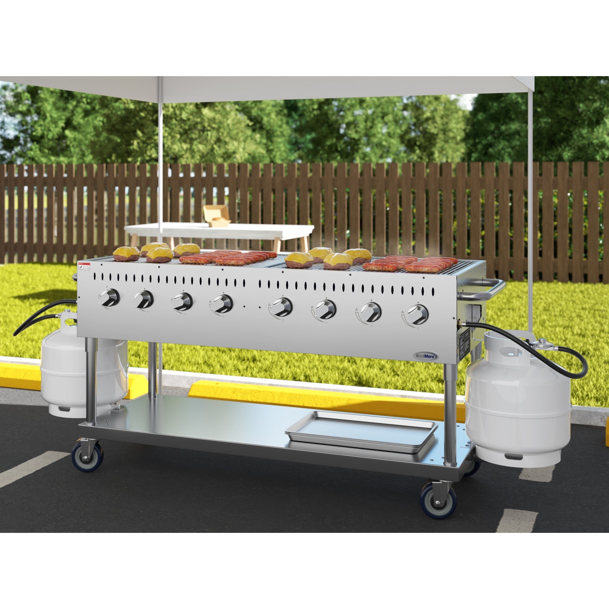 60 in. Commercial Mobile Outdoor Propane Gas Grill, ETL Listed in Stainless-Steel