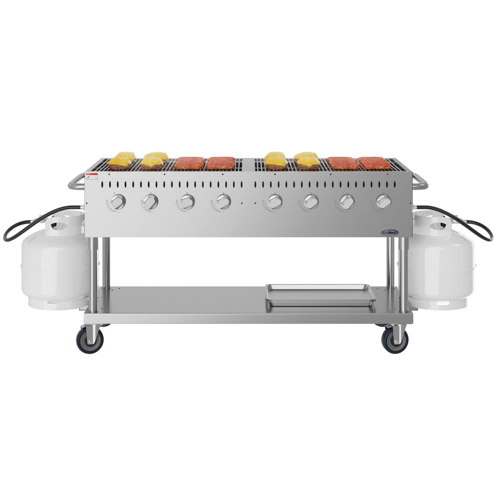 60 in. Commercial Mobile Outdoor Propane Gas Grill, ETL Listed in Stainless-Steel