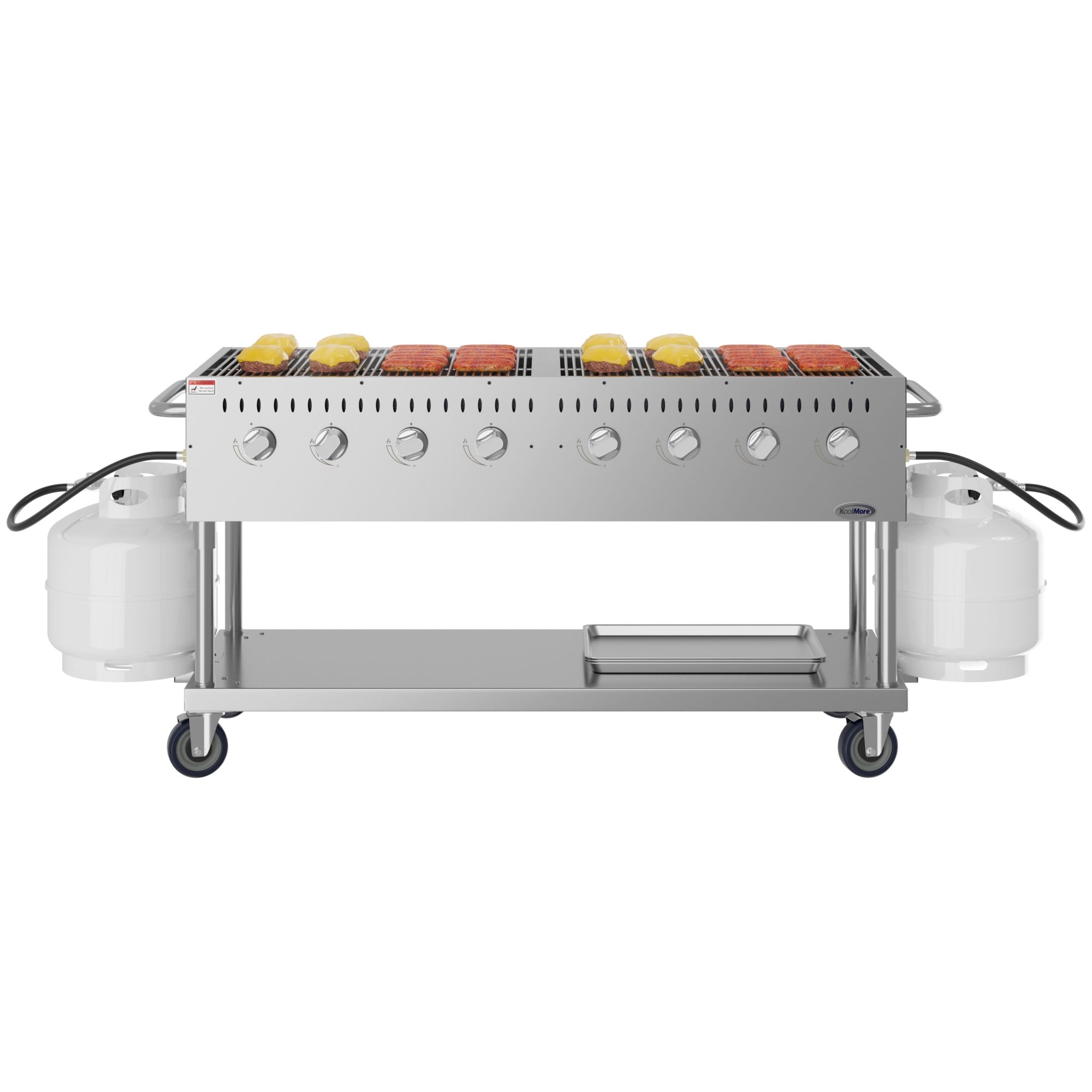60 in. Commercial Mobile Outdoor Propane Gas Grill, ETL Listed in Stainless-Steel