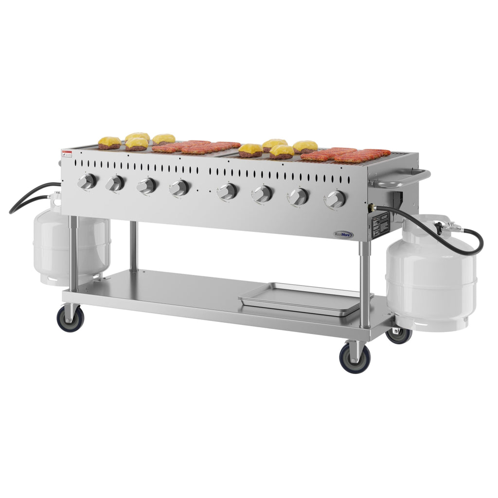 60 in. Commercial Mobile Outdoor Propane Gas Grill, ETL Listed in Stainless-Steel