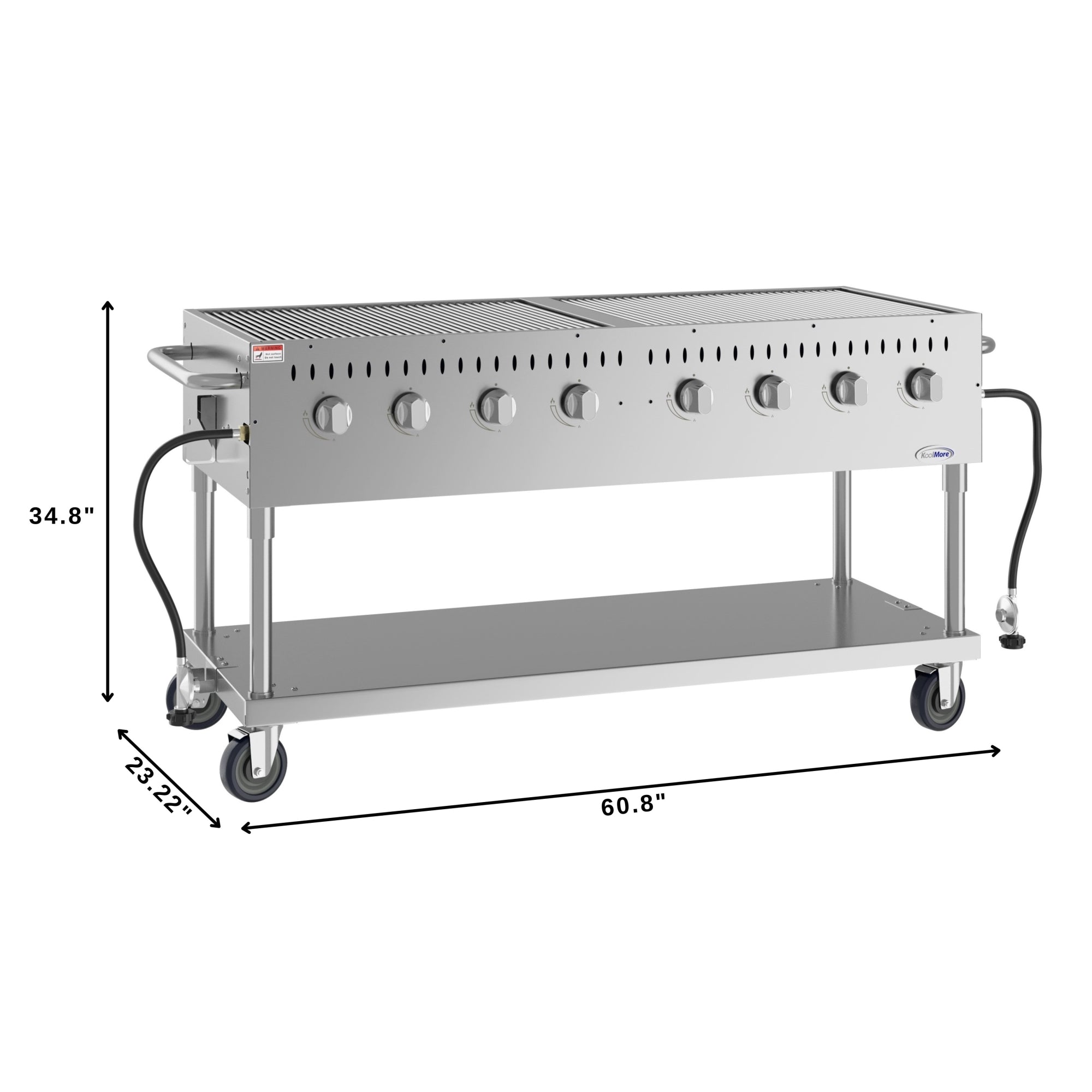 60 in. Commercial Mobile Outdoor Propane Gas Grill, ETL Listed in Stainless-Steel