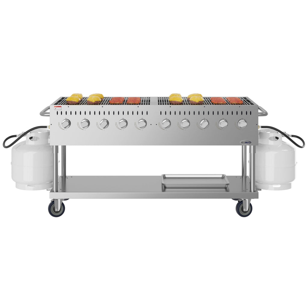 72 in. Commercial Mobile Outdoor Propane Gas Grill, ETL Listed in Stainless-Steel