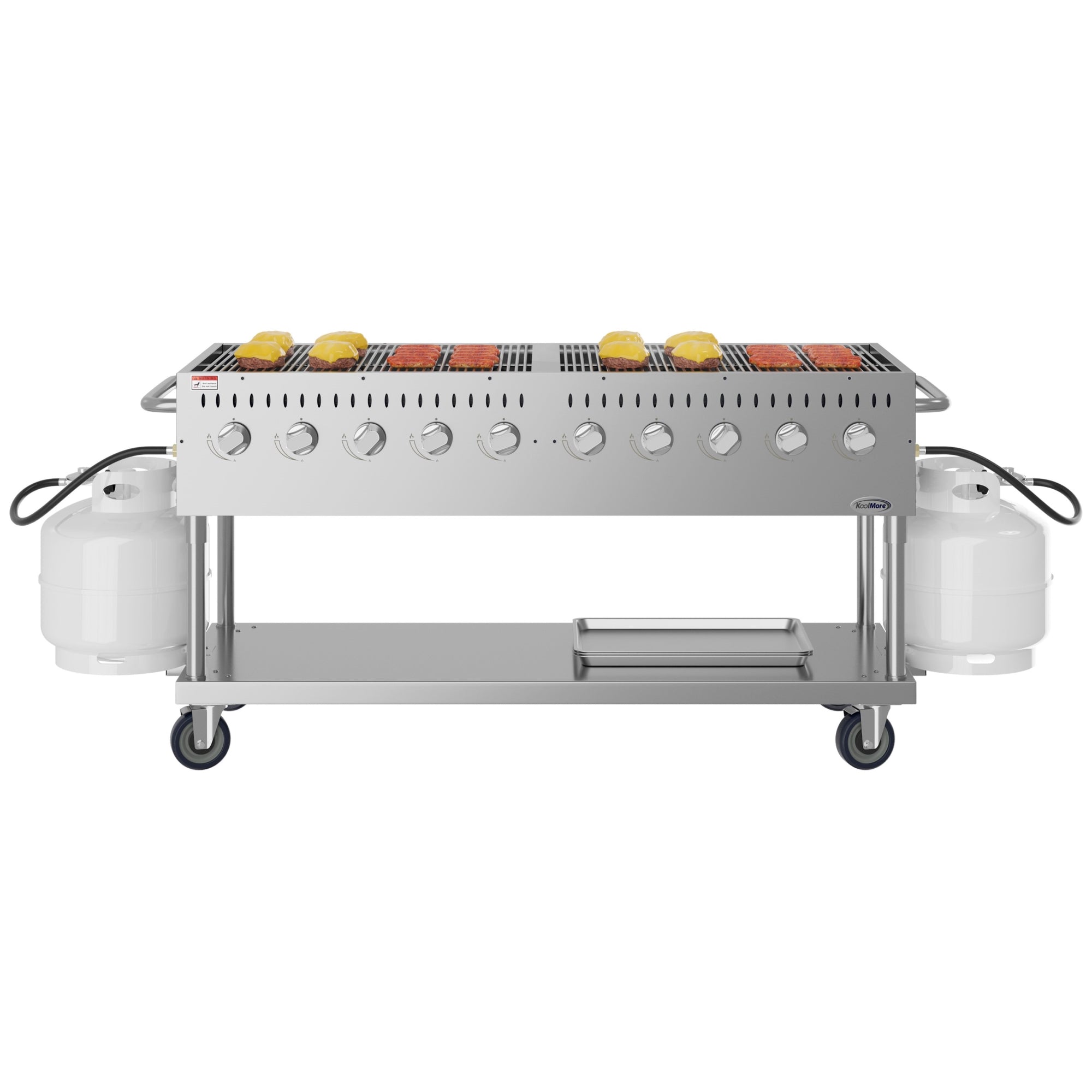 72 in. Commercial Mobile Outdoor Propane Gas Grill, ETL Listed in Stainless-Steel