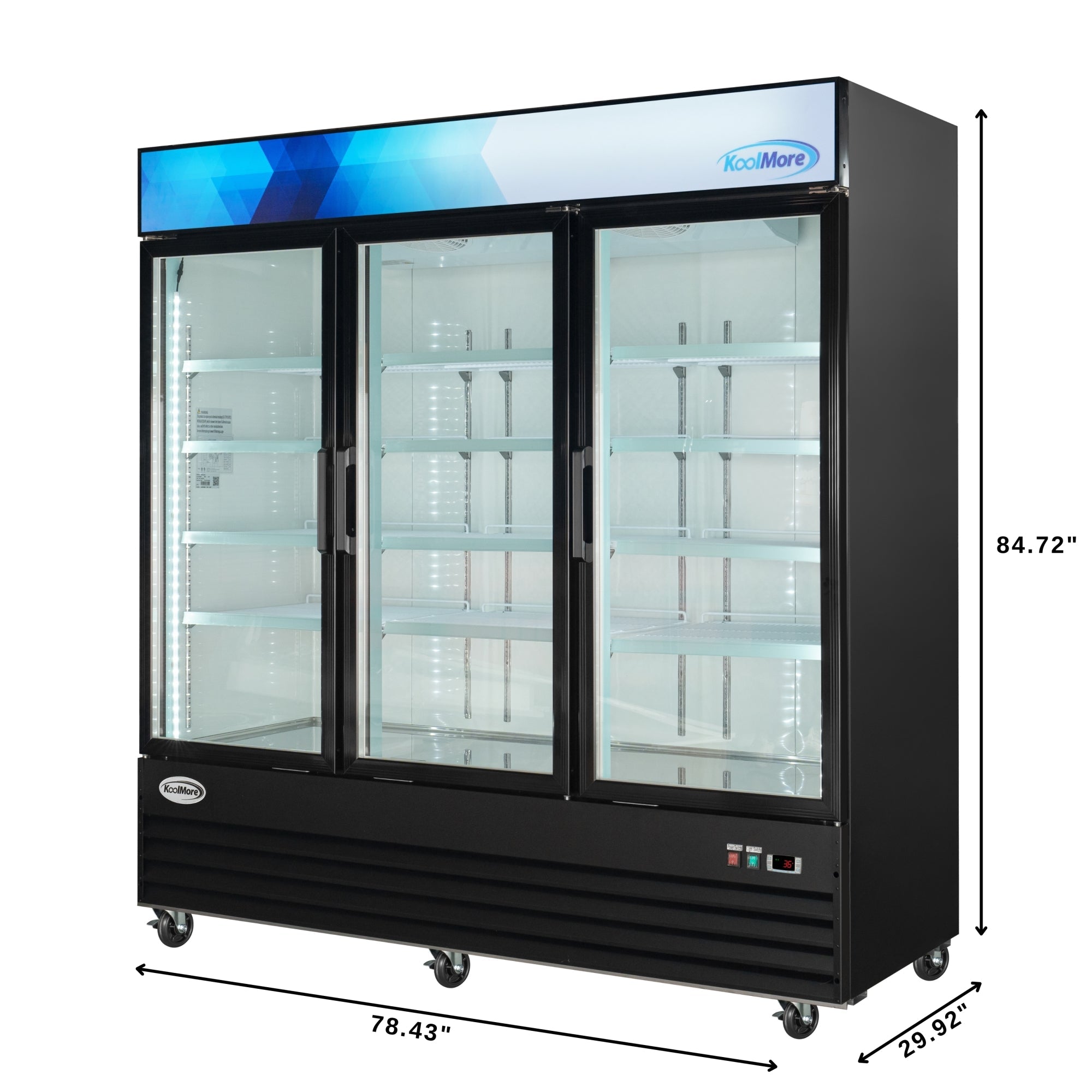 78 in. Three-Door Merchandiser Refrigerator - 53 Cu Ft.