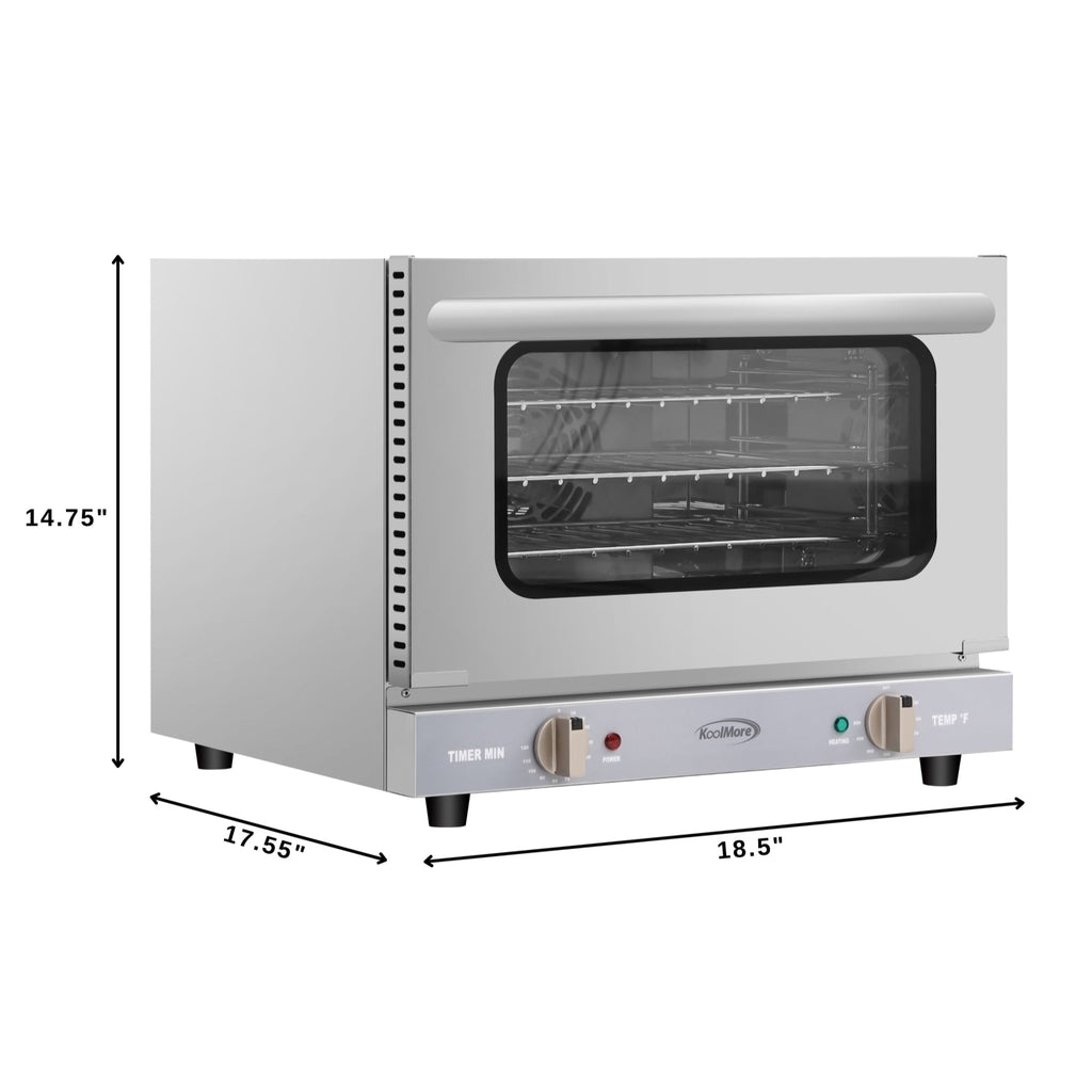19 in. Countertop Convection Oven for Quarter-Size Pans with 3 Racks 1440W of Power in Stainless-Steel, 0.8 cu. ft.