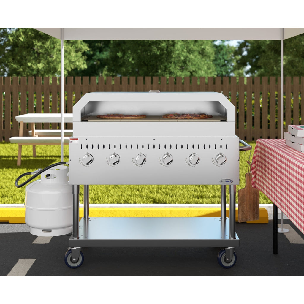 48 in. Commercial Outdoor Propane Gas Grill With Pizza Oven, ETL Listed in Stainless-Steel
