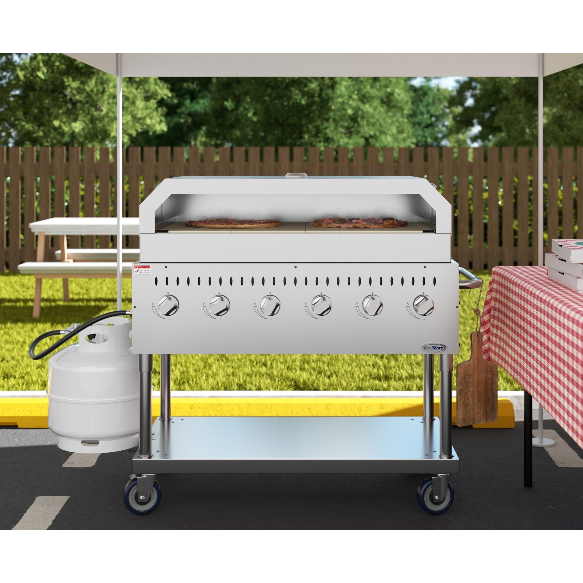 48 in. Commercial Outdoor Propane Gas Grill With Pizza Oven, ETL Listed in Stainless-Steel