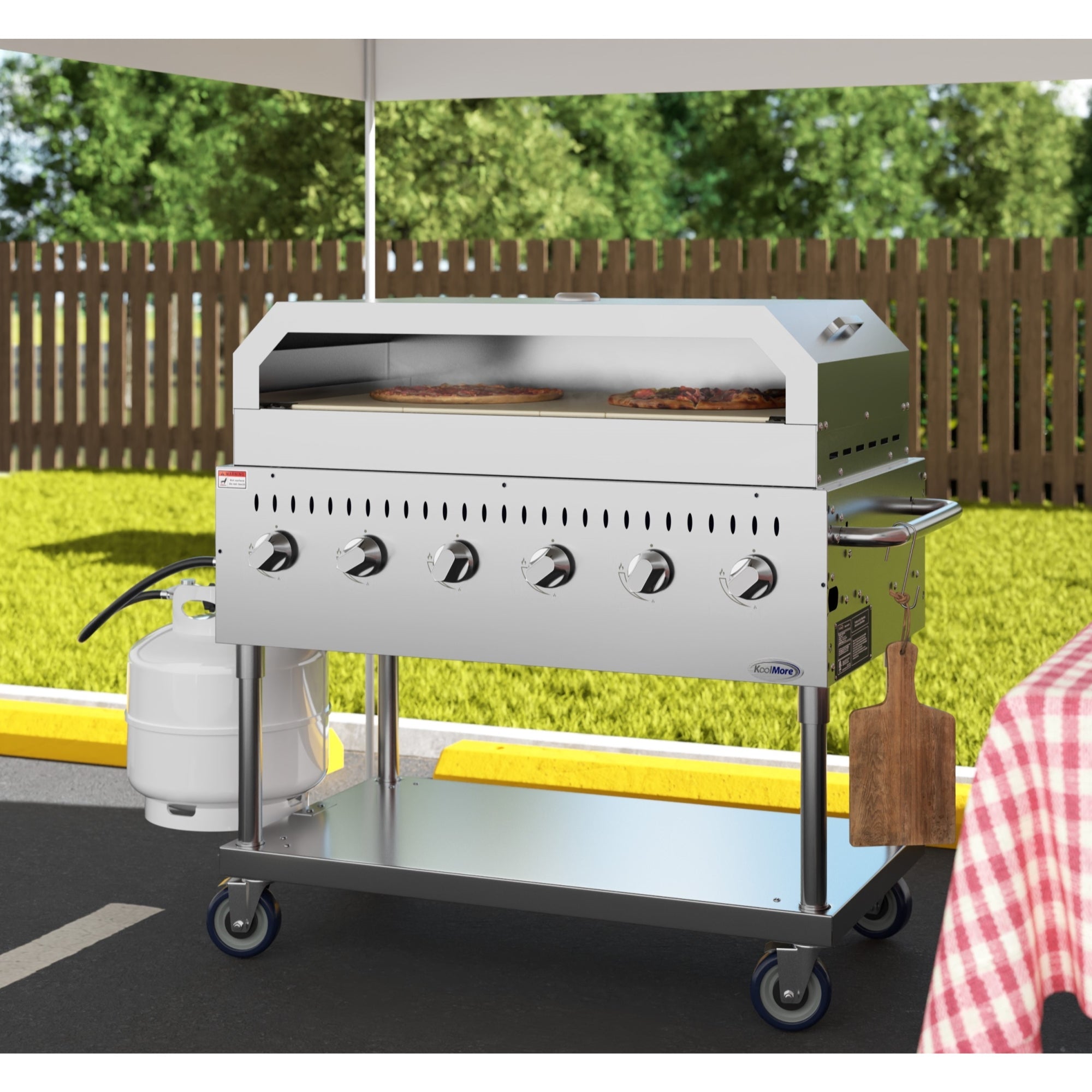 48 in. Commercial Outdoor Propane Gas Grill With Pizza Oven, ETL Listed in Stainless-Steel