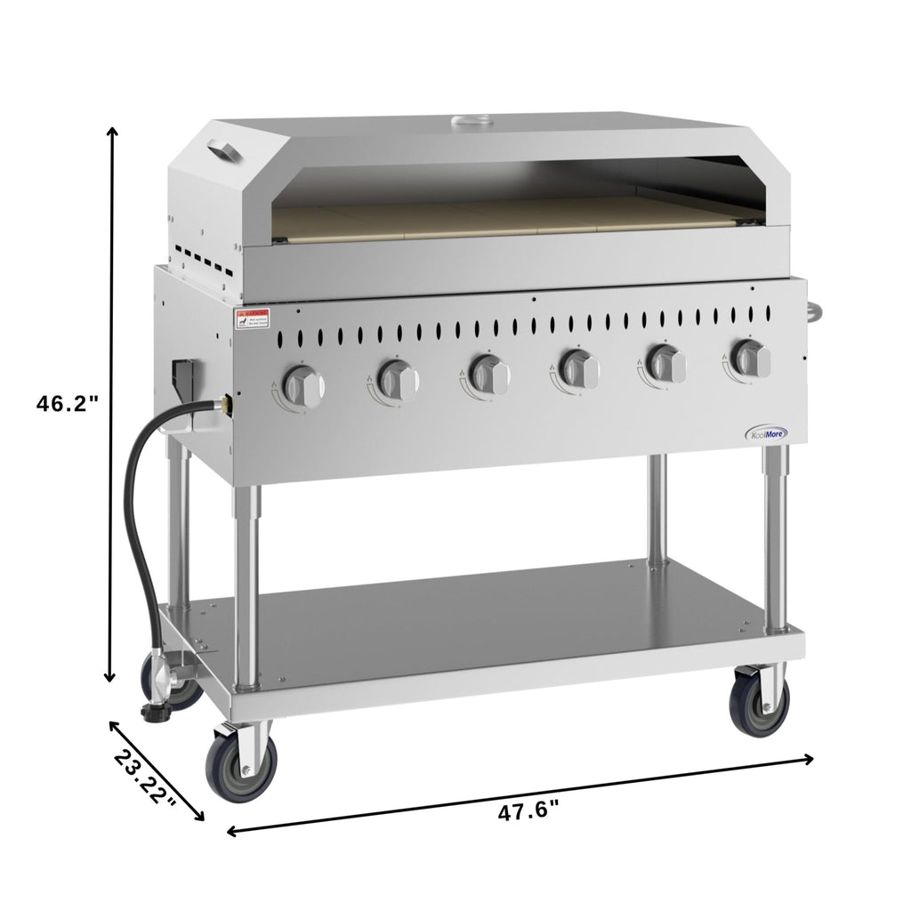 48 in. Commercial Outdoor Propane Gas Grill With Pizza Oven, ETL Listed in Stainless-Steel