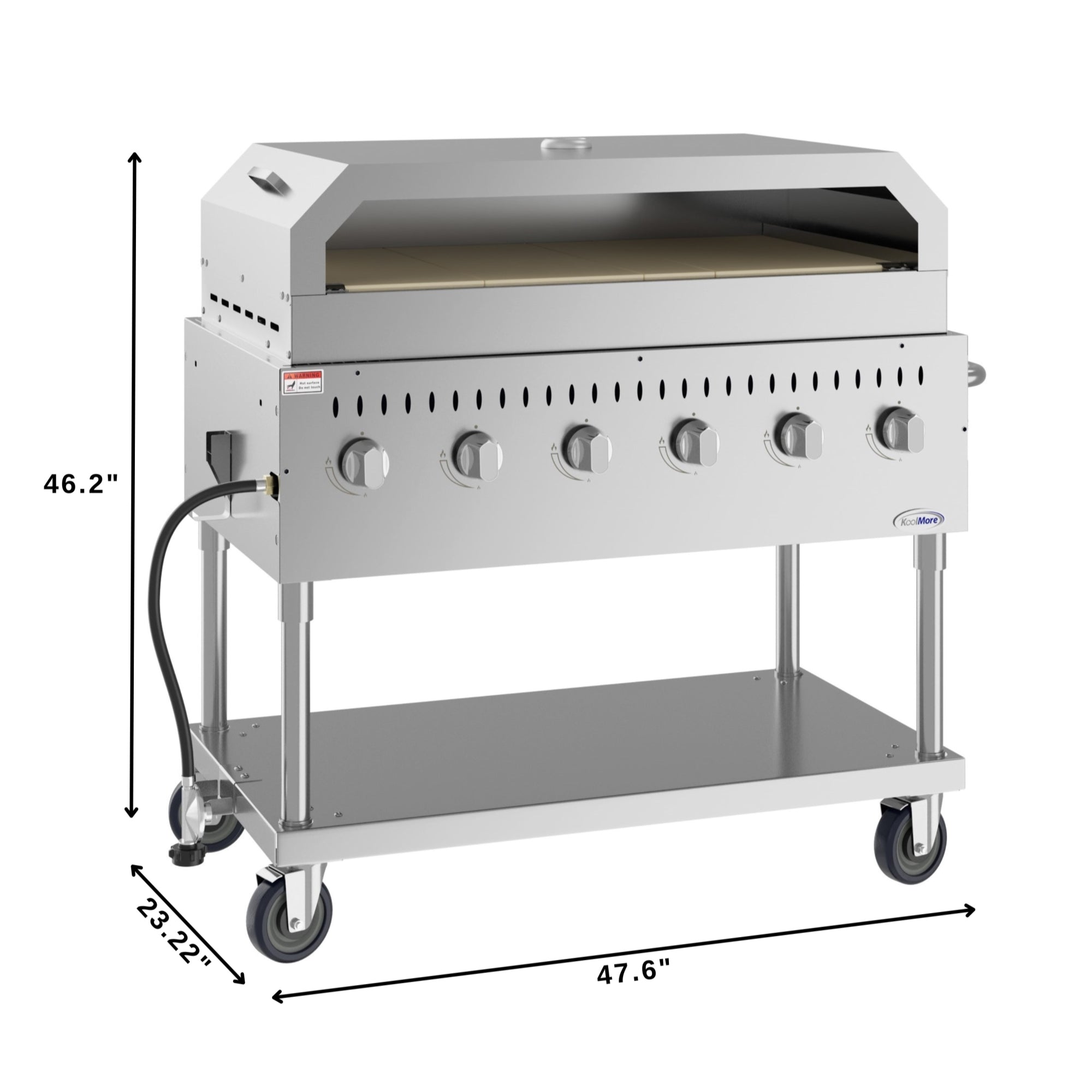 48 in. Commercial Outdoor Propane Gas Grill With Pizza Oven, ETL Listed in Stainless-Steel