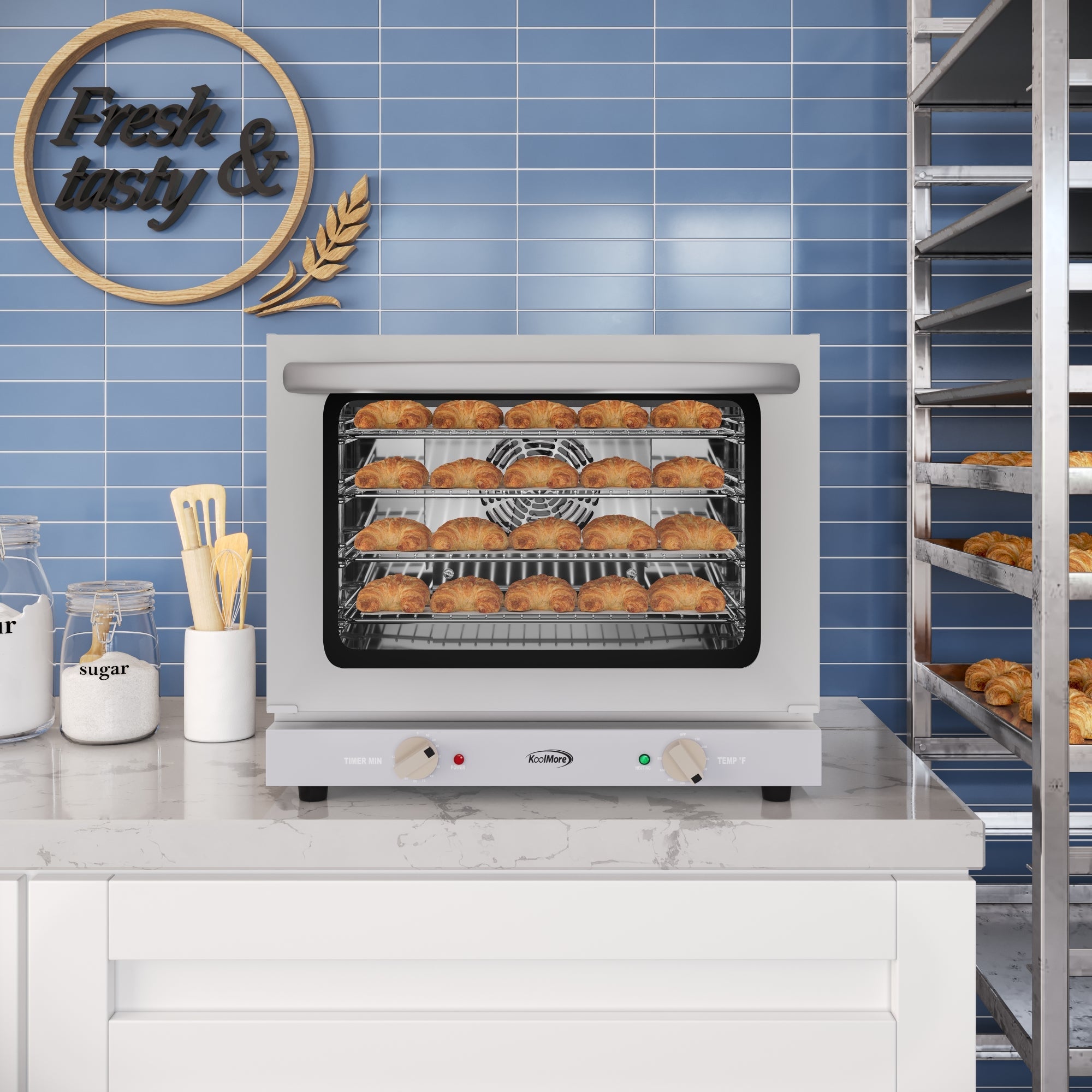 23 in. Countertop Convection Oven for Half-Size Pans with 4 Racks and 2800W of Power in Stainless-Steel - 208/240V, 2.3 cu. ft.