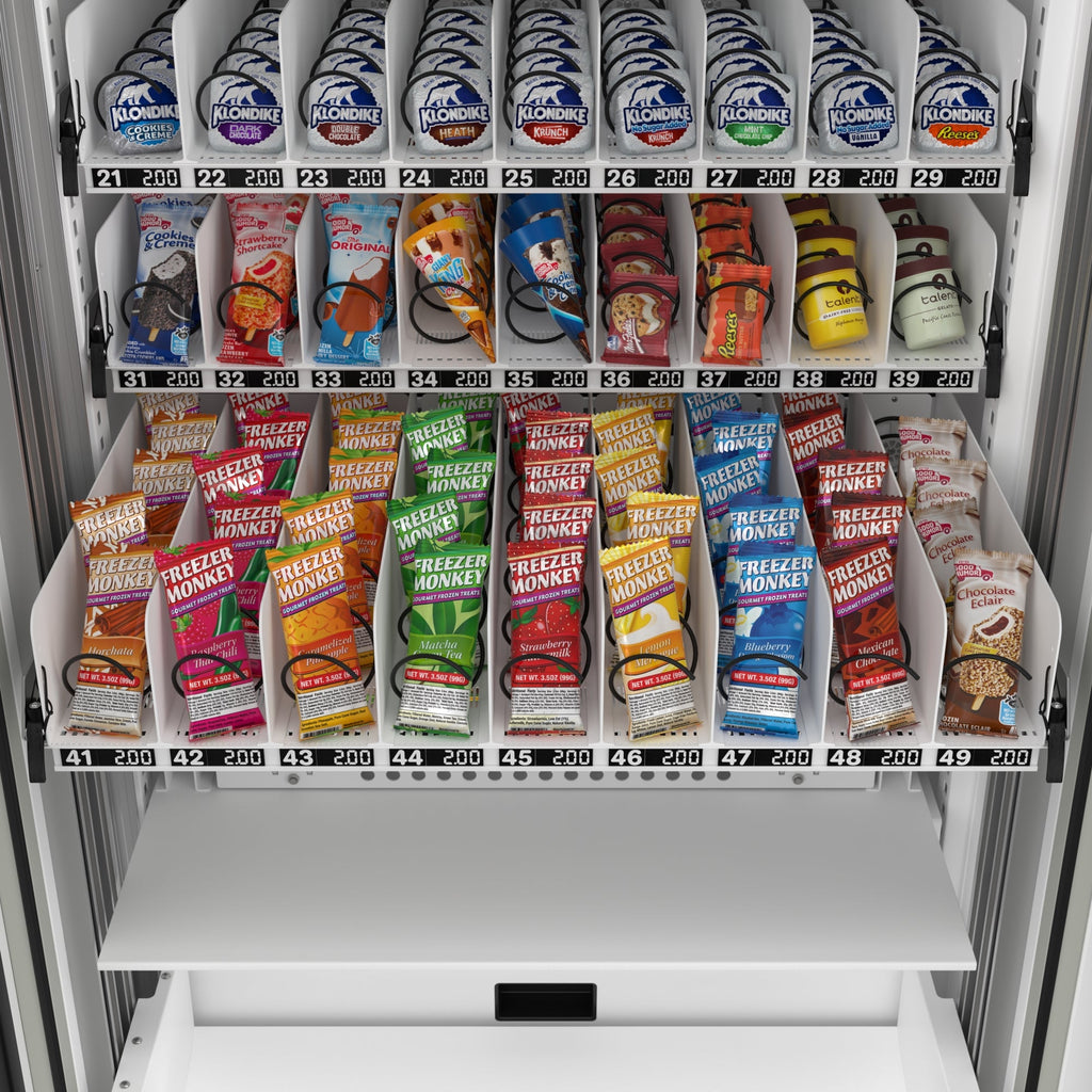 45 in. Commercial Freezer Ice Cream Vending Machine with 44 Slots, Ample 49 in. Touch Display, Bill Acceptor and Credit Card Reader in White