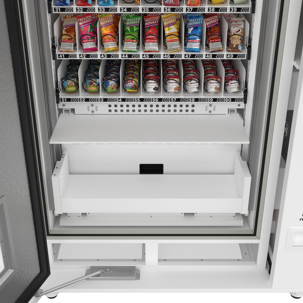 45 in. Commercial Freezer Ice Cream Vending Machine with 44 Slots, Ample 49 in. Touch Display, Bill and Coin Acceptor, Credit Card Reader in White