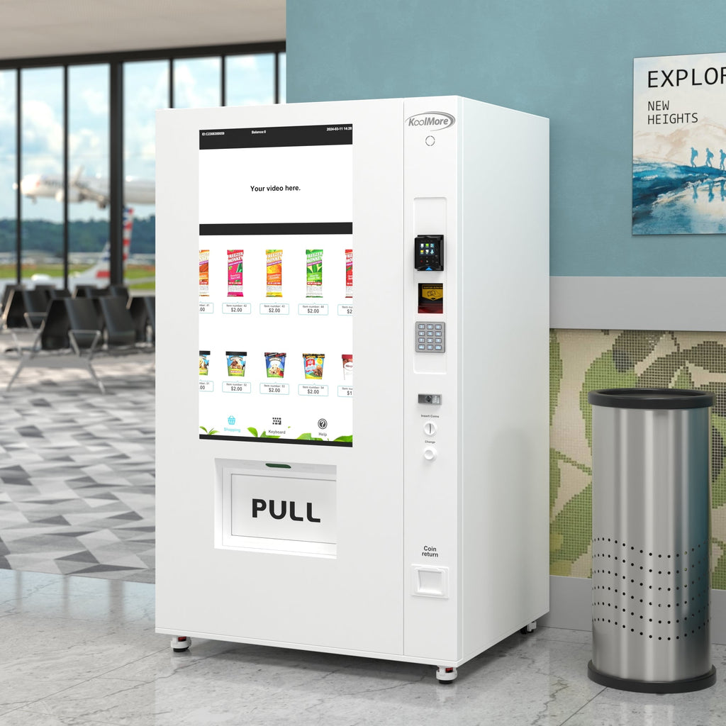 45 in. Commercial Freezer Ice Cream Vending Machine with 44 Slots, Ample 49 in. Touch Display, Bill and Coin Acceptor, Credit Card Reader in White