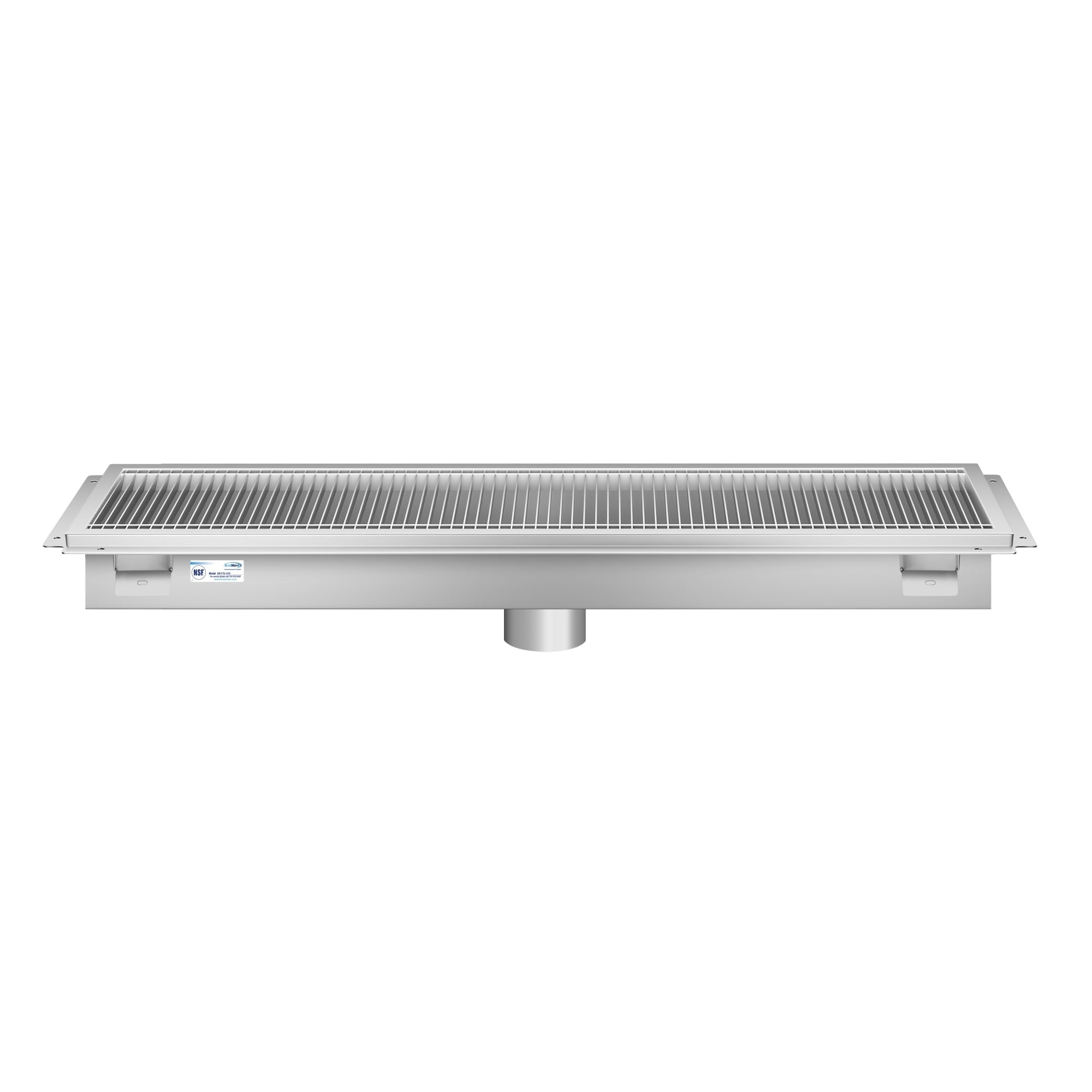 12" x 42" Stainless Steel Floor Trough Drain, 14-Gauge with Subway-Style Grating & Removable Drain Basket, NSF Listed
