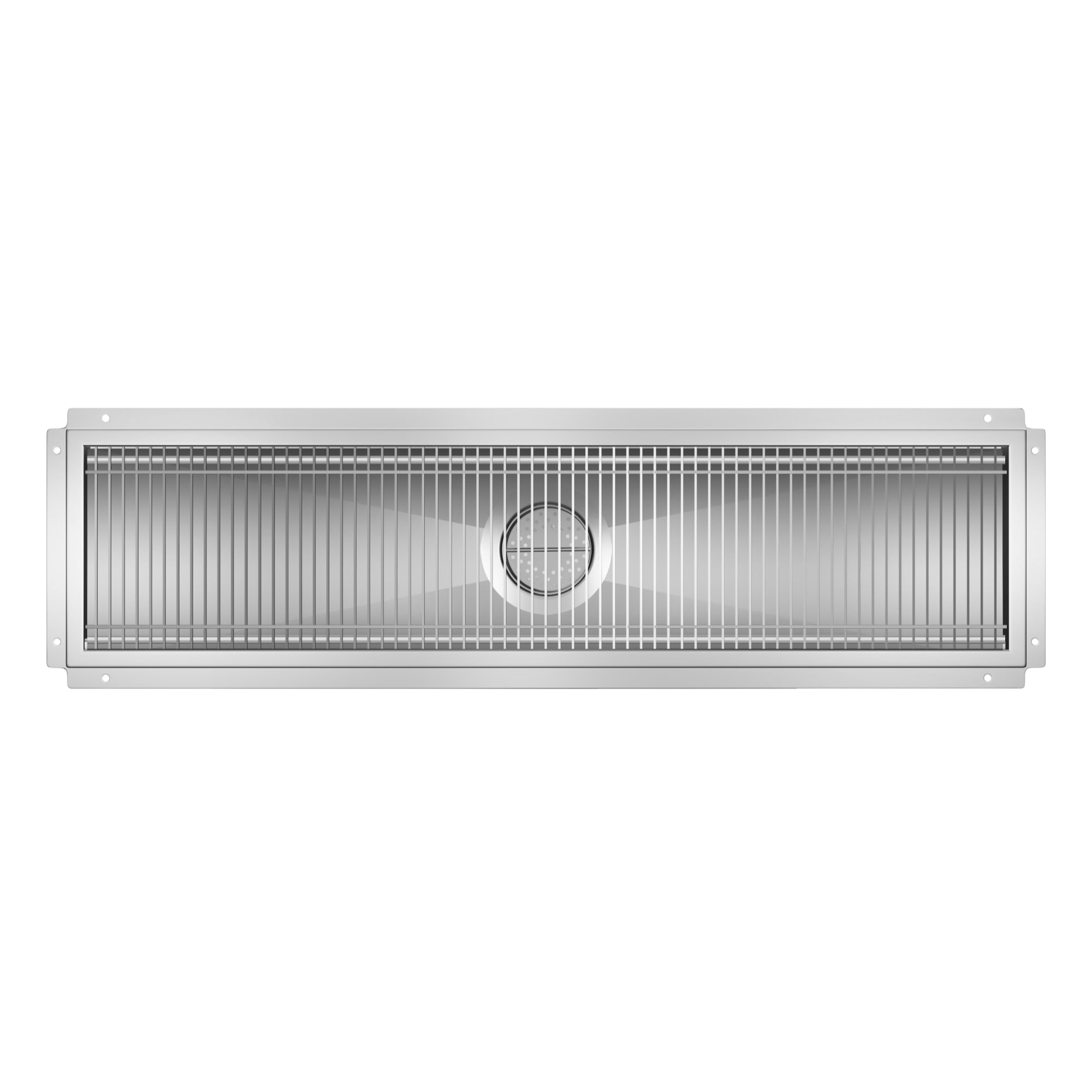 12" x 48" Stainless Steel Floor Trough Drain, 14-Gauge with Subway-Style Grating & Removable Drain Basket, NSF Listed